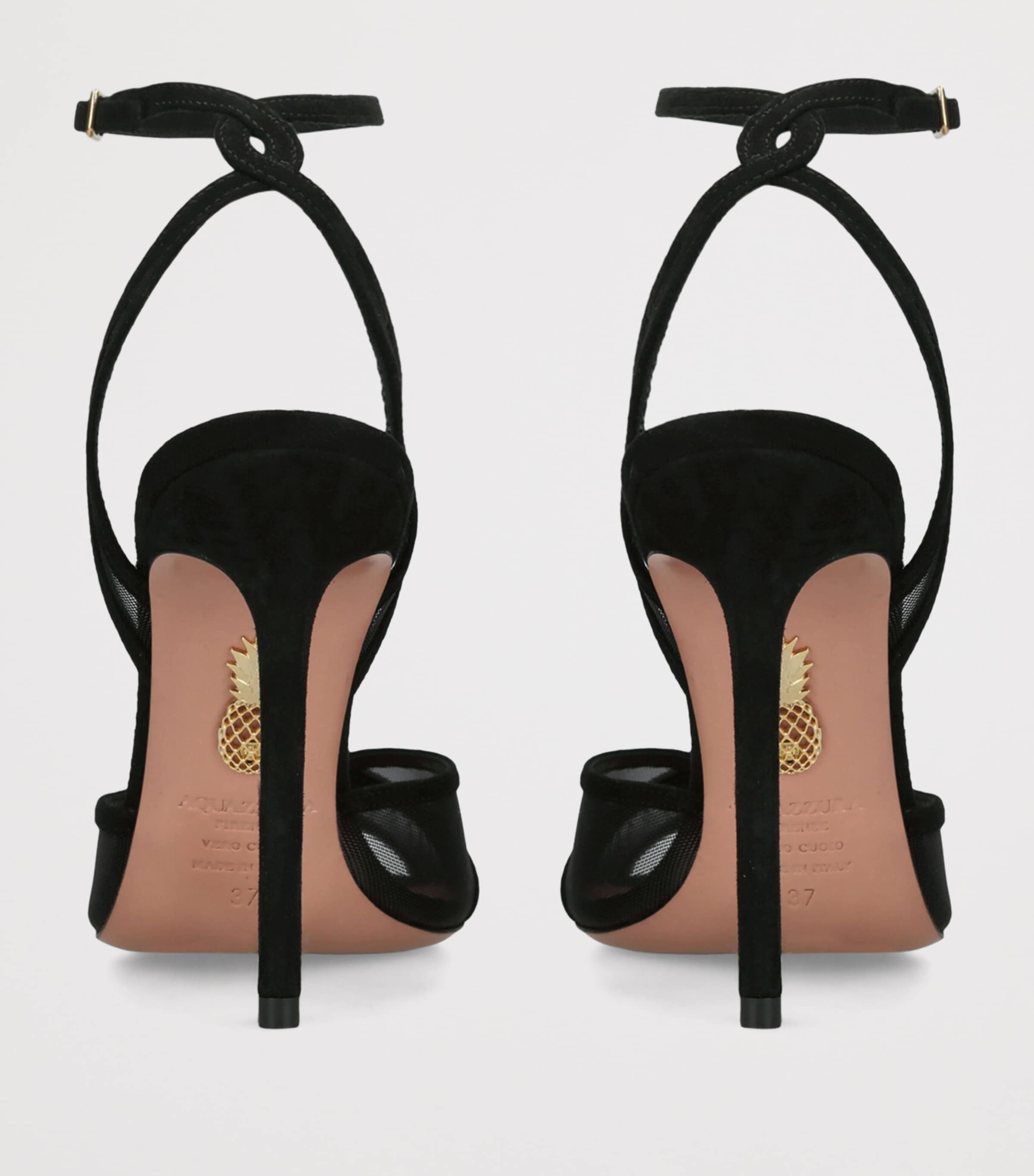 Aquazzura Suede Shear Heeled Sandals 105 Black Image 2