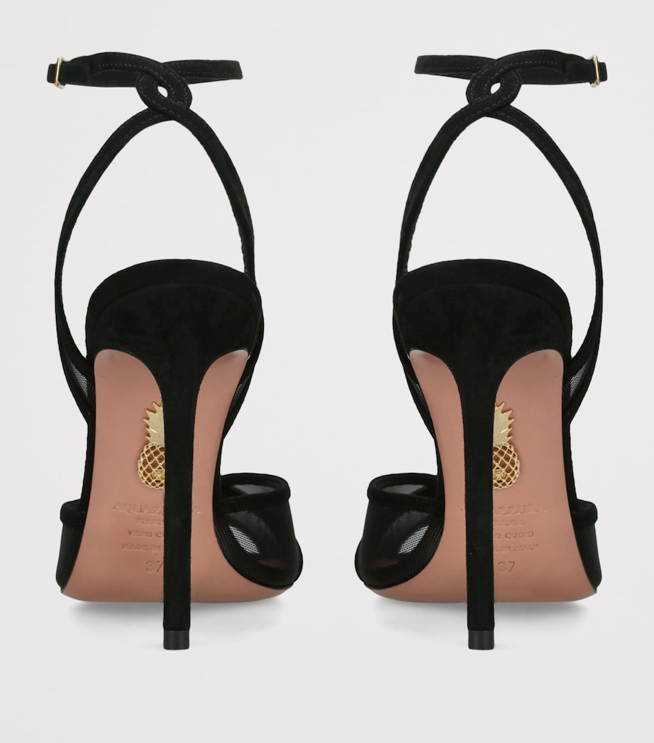 Aquazzura Suede Shear Heeled Sandals 105 Black Image 2