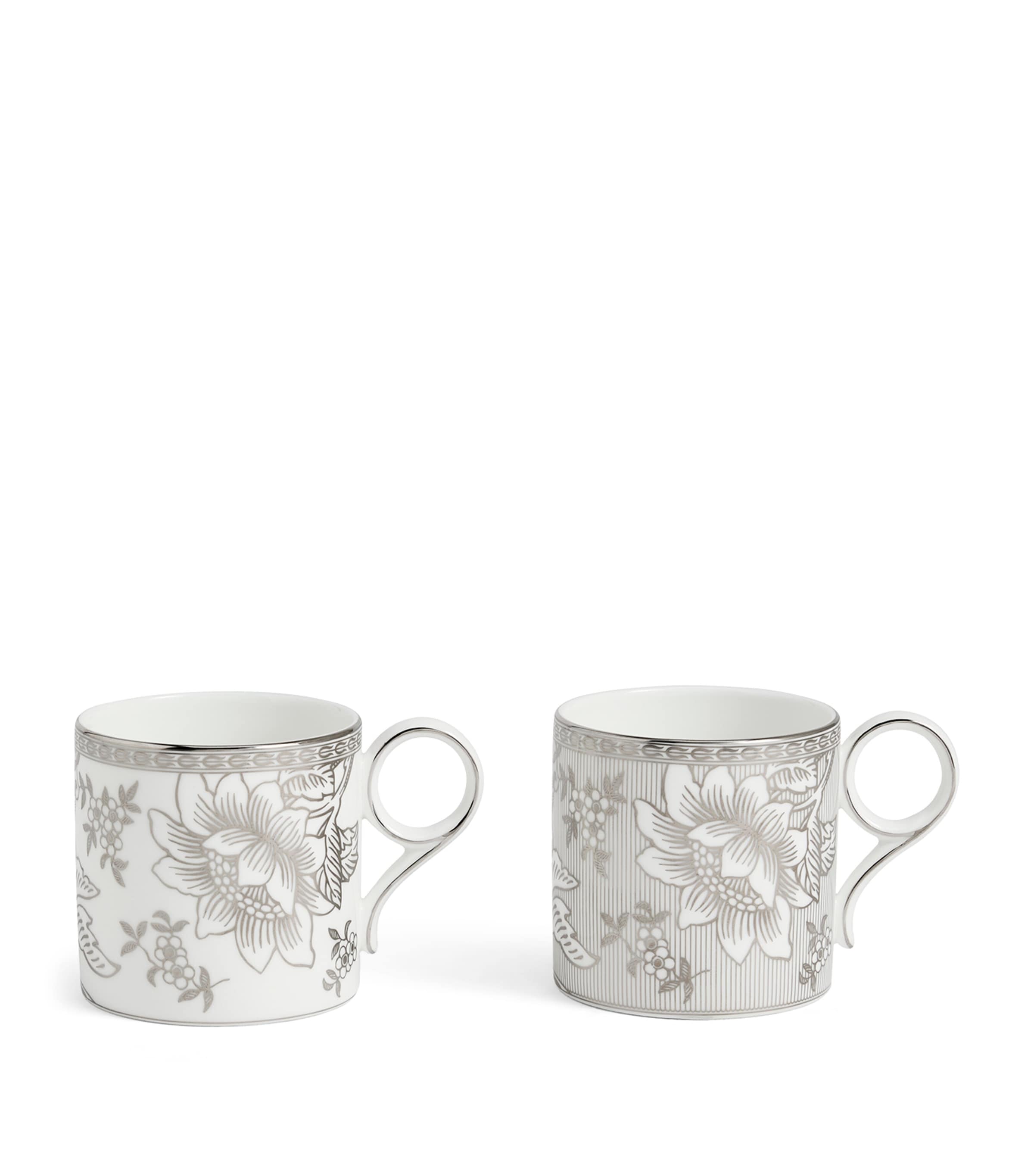 Set of 2 Bone China Silver Tonquin Mugs (330ml) SILVER Image 6