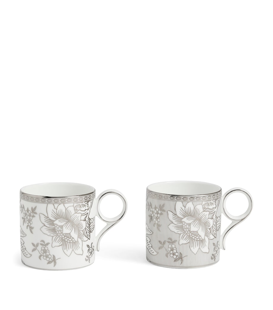 Set of 2 Bone China Silver Tonquin Mugs (330ml) SILVER Image 6