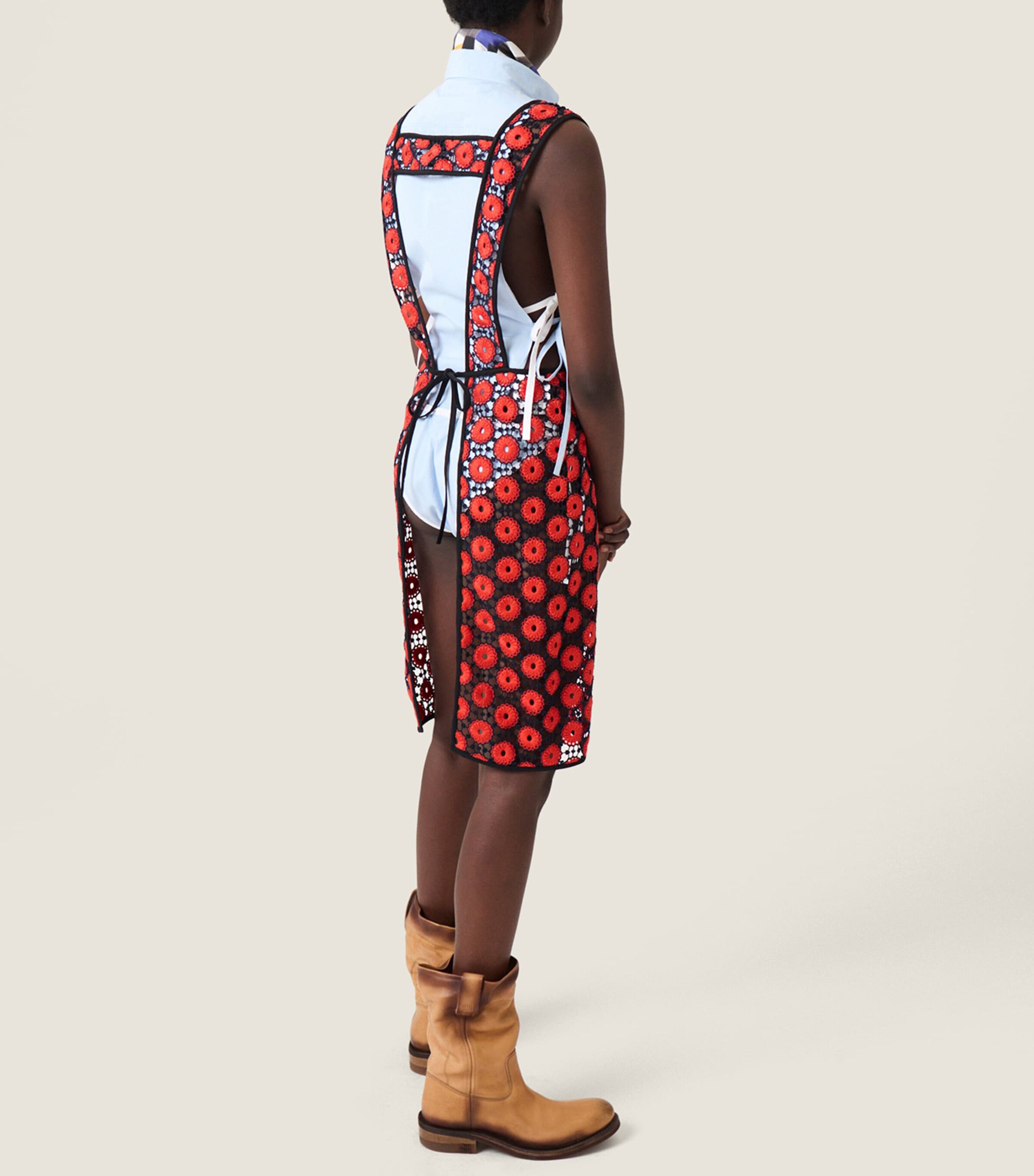 Miu Miu Womens Macramé Apron Midi Dress Image 6