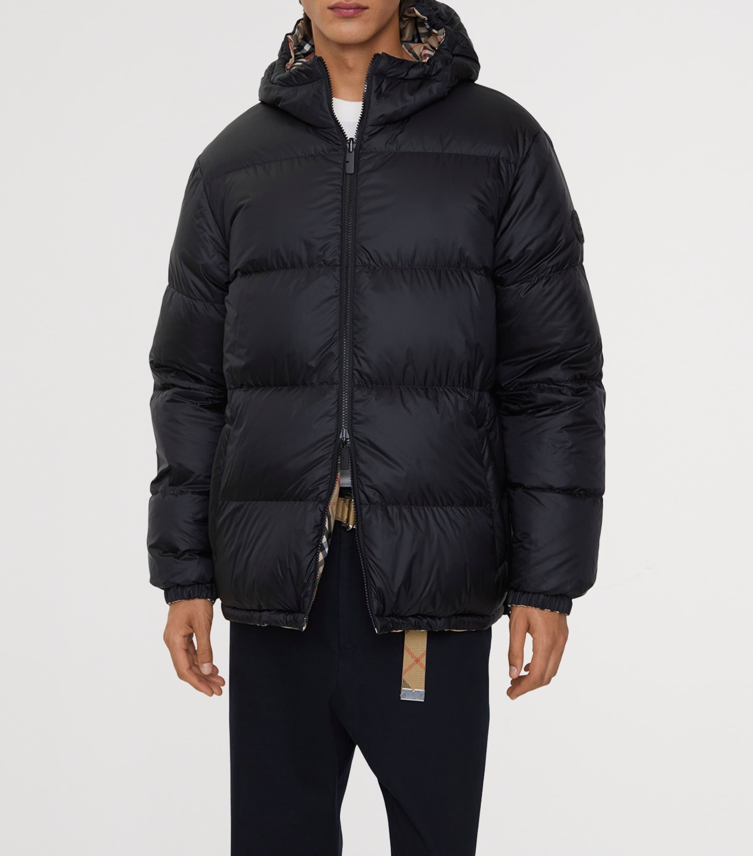 Down Reversible Check Puffer Jacket SAND IP CHECK Image 4
