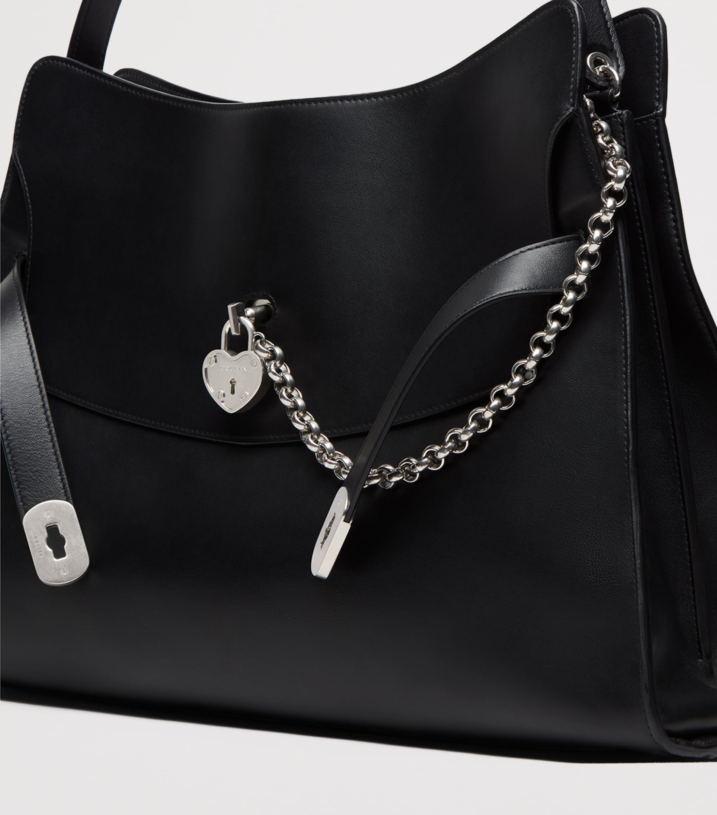 McQueen Maxi Calfskin Locke Top-Handle Bag Image 6
