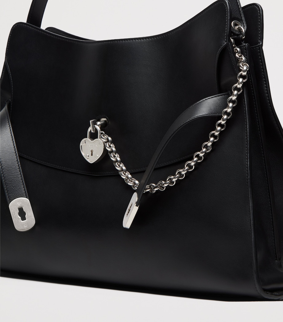 McQueen Maxi Calfskin Locke Top-Handle Bag Image 6