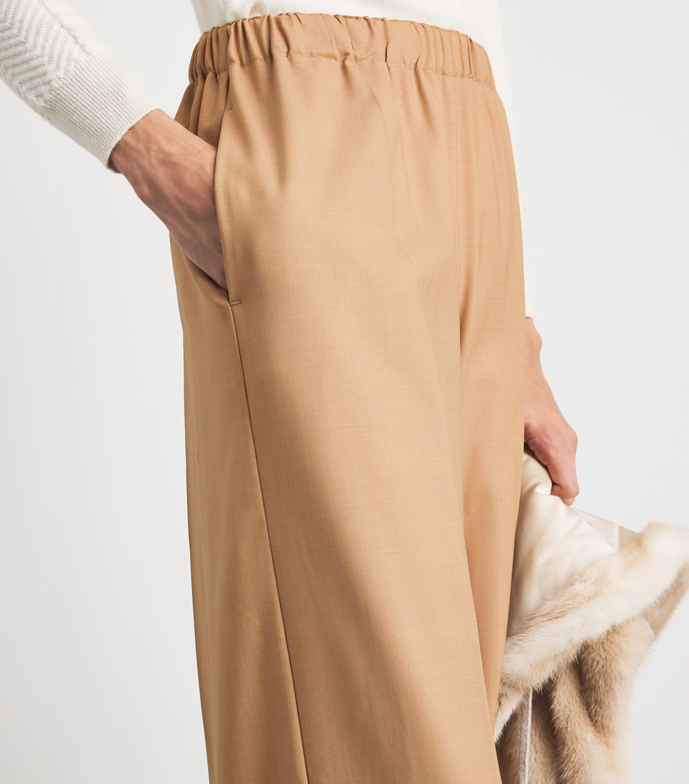 Fabiana Filippi Womens Wool-Blend Wide-Leg Trousers Vimini Image 3