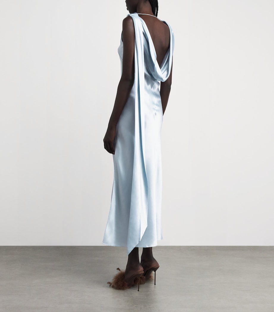 Acne Studios Womens Silk Drape-Neck Midi Dress Light Blue Image 4