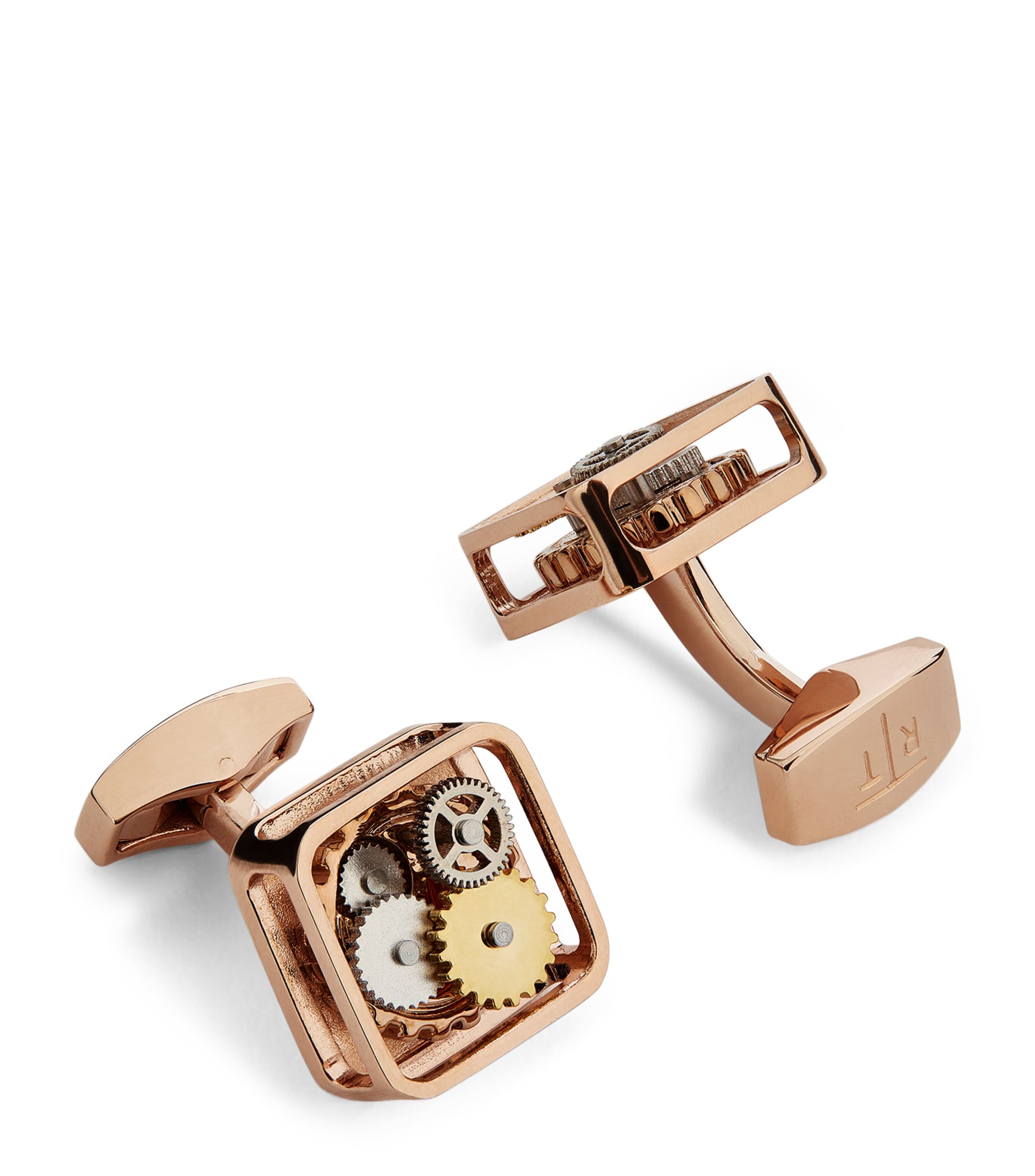 Tateossian Rose Gold-plated Square Gear Cufflinks