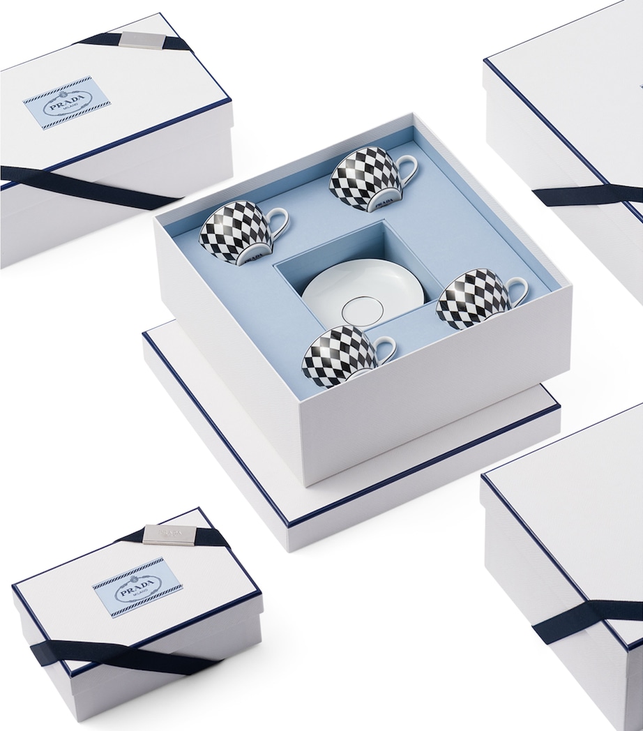 Chequerboard Coffee Cup and Saucer (Set of 4) F0E5W Image 3