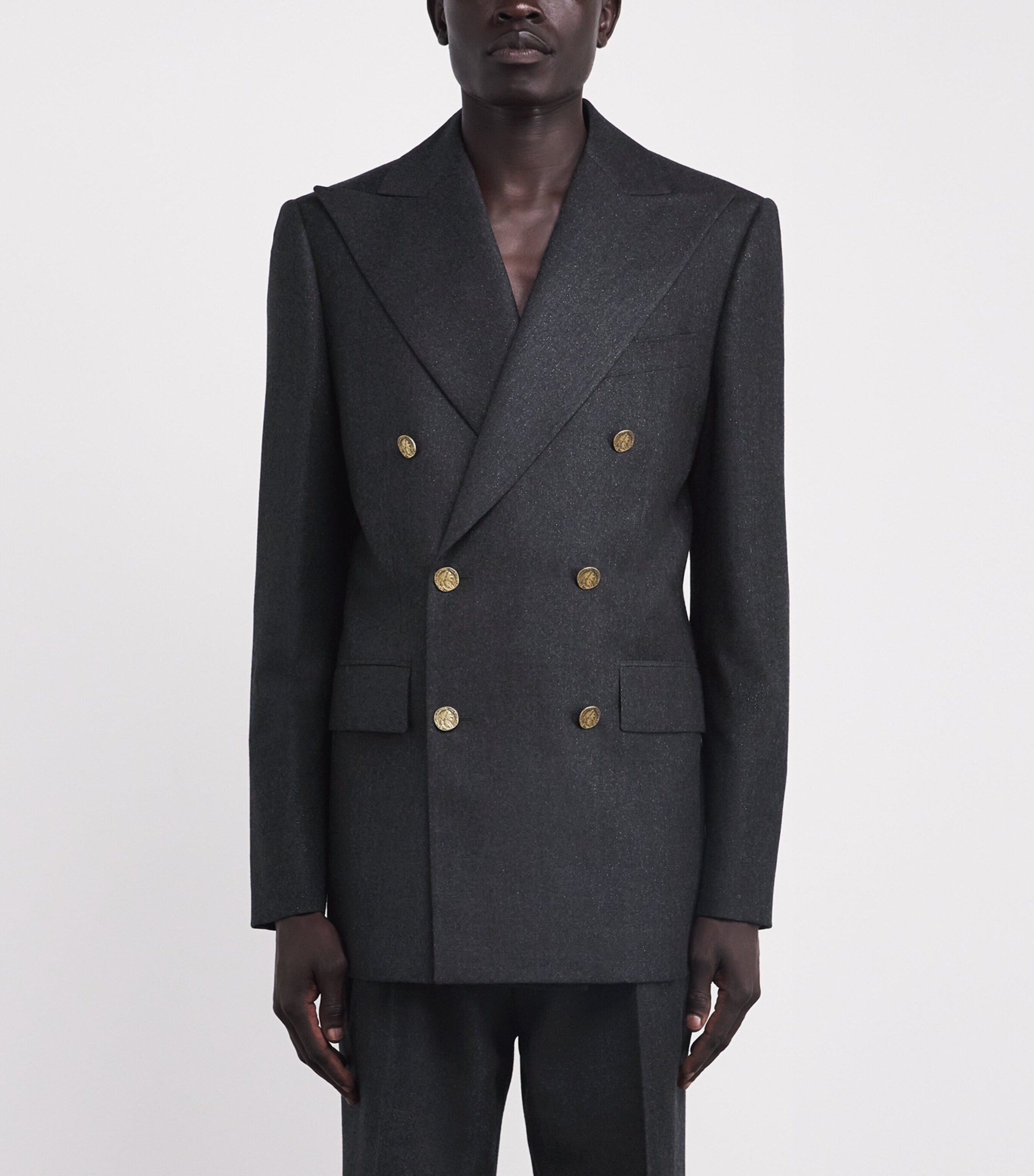 Virgin Wool-Blend Captain Blazer P403 CHARCOAL Image 3