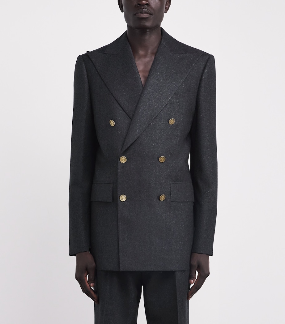 Virgin Wool-Blend Captain Blazer P403 CHARCOAL Image 3