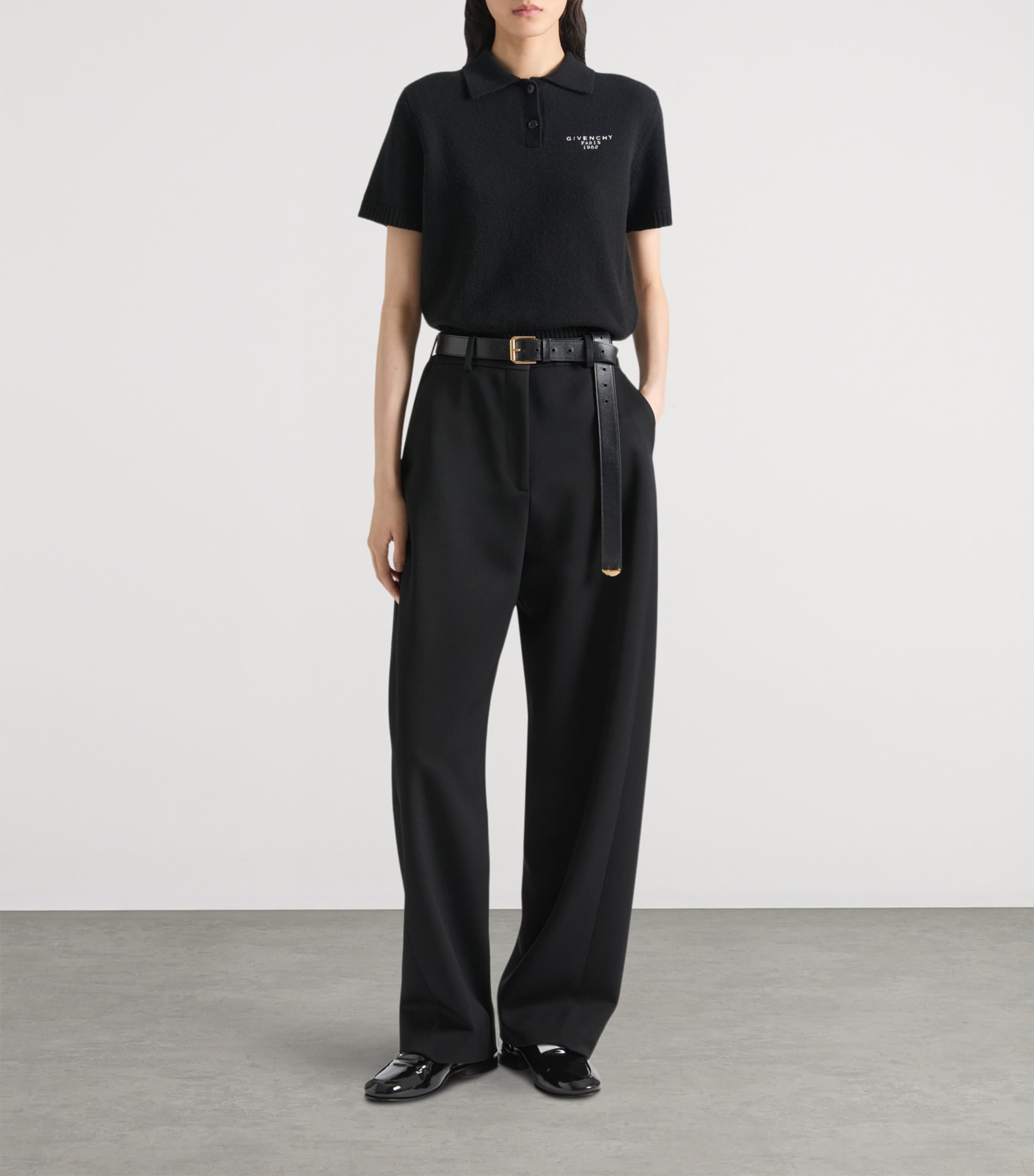 Givenchy Womens Wool-Cashmere Polo Shirt Black Image 2