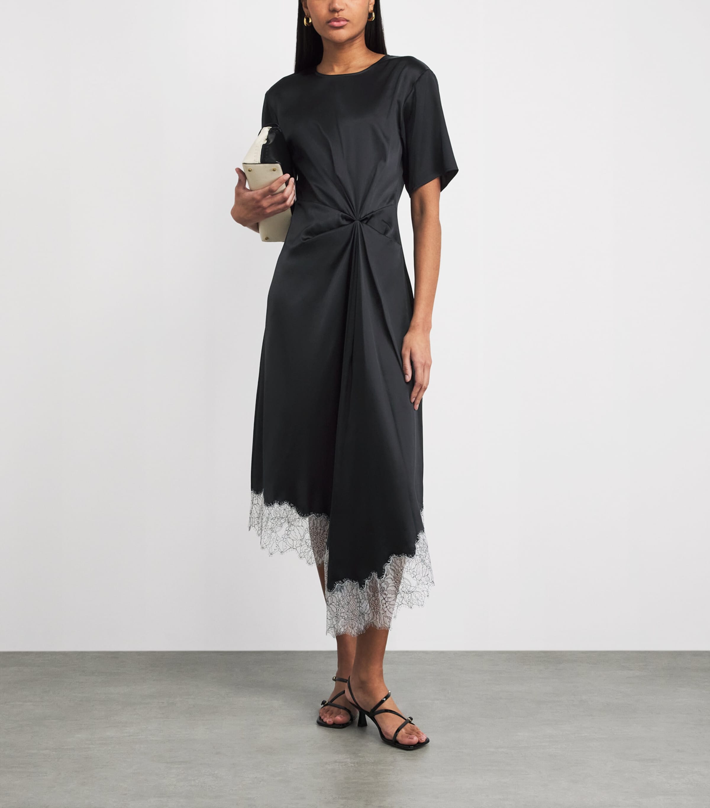 STAUD Womens Silk-Blend Sonoma Midi Dress Blk Black Image 2