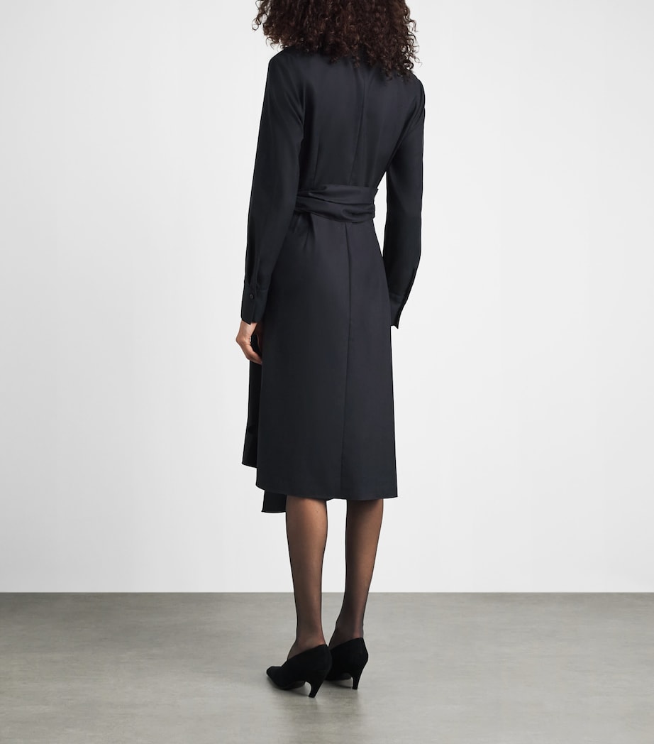 Lafayette 148 Womens Cotton Tie-Front Midi Shirt Dress Ink Image 4