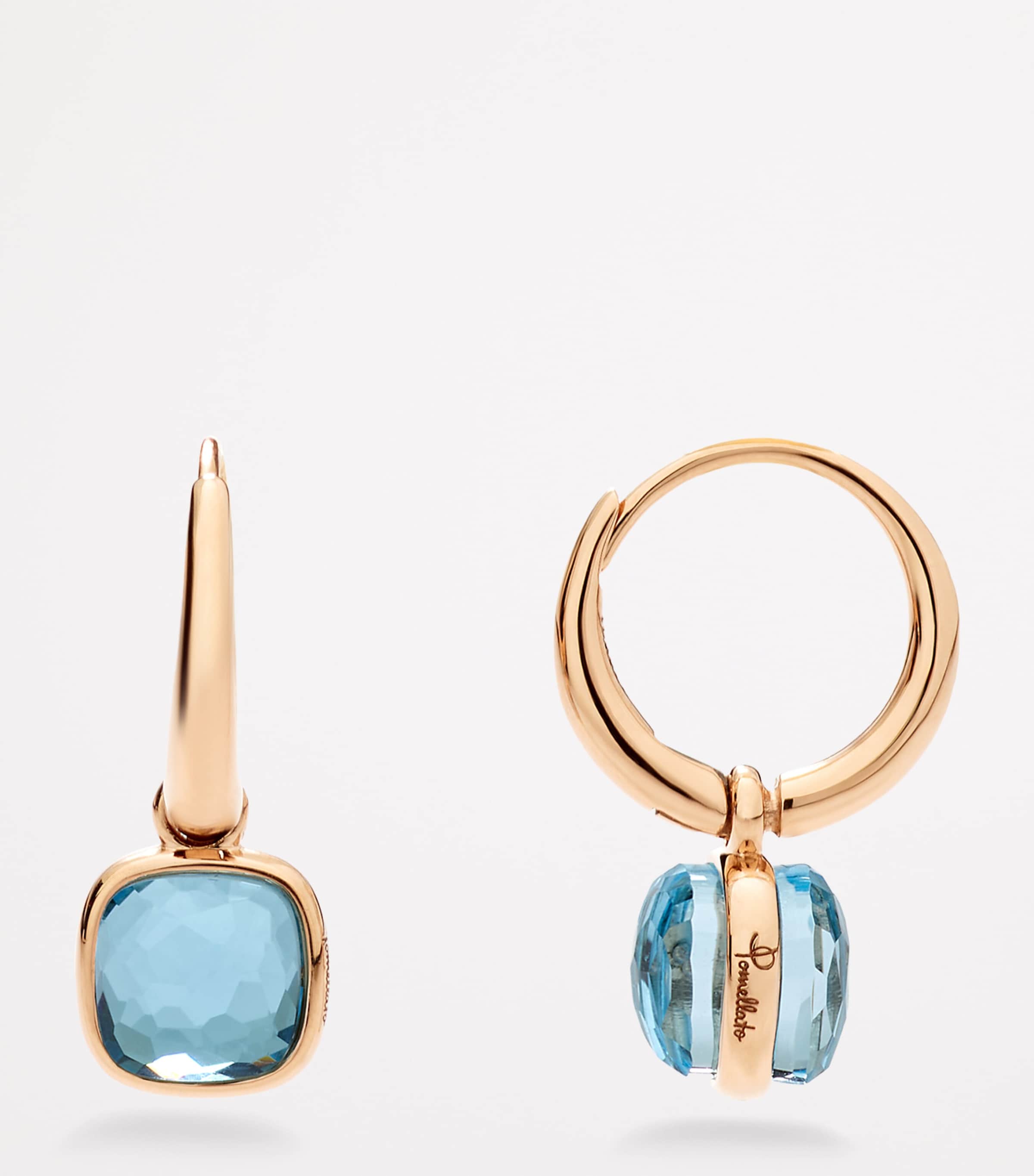 Rose Gold and Blue Topaz Nudo Earrings 000YY Image 3