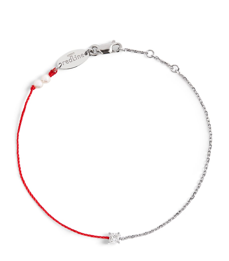 White Gold and Diamond Royal String Bracelet RED Image 1