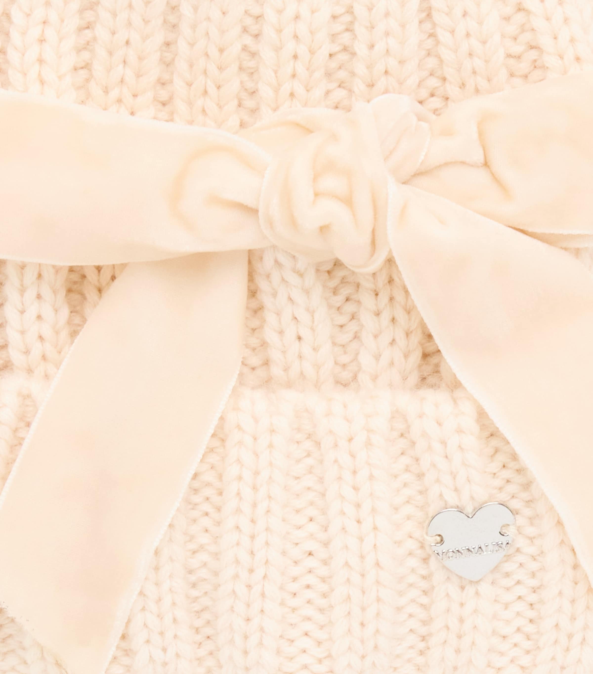 Monnalisa Ribbed Bow Hat Gardenia Image 3