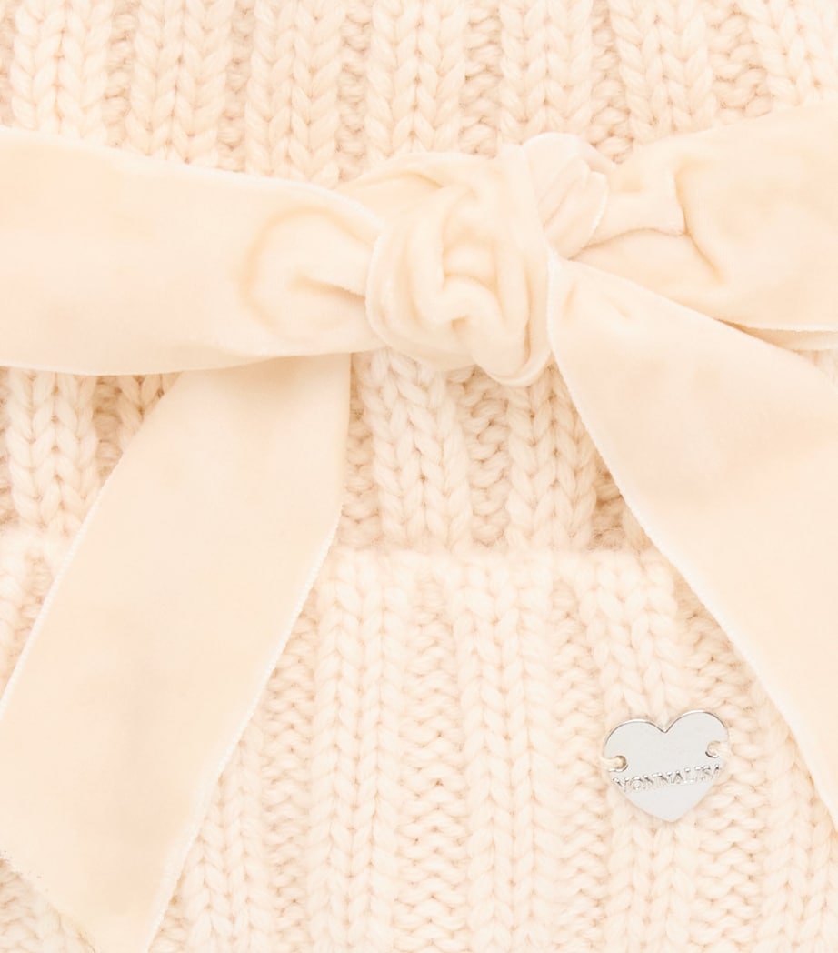 Monnalisa Ribbed Bow Hat Gardenia Image 3