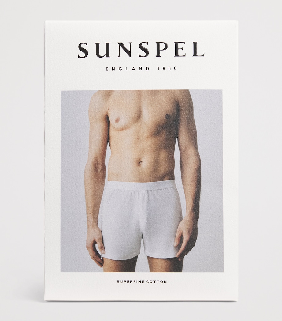 Sunspel Mens Superfine Cotton Boxer Shorts Whaa White Image 4