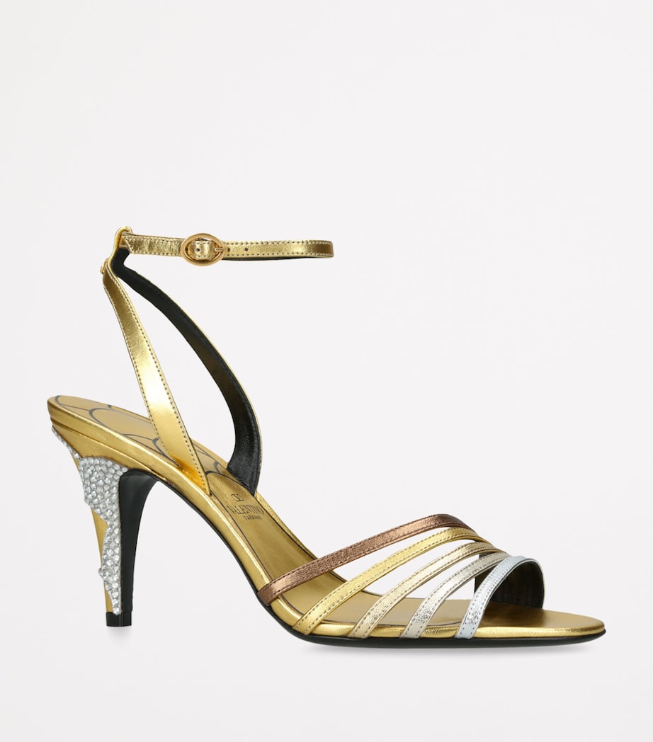 Metallic Crystal Ladycrush Heeled Sandals 85 GOLD COMB Image 3