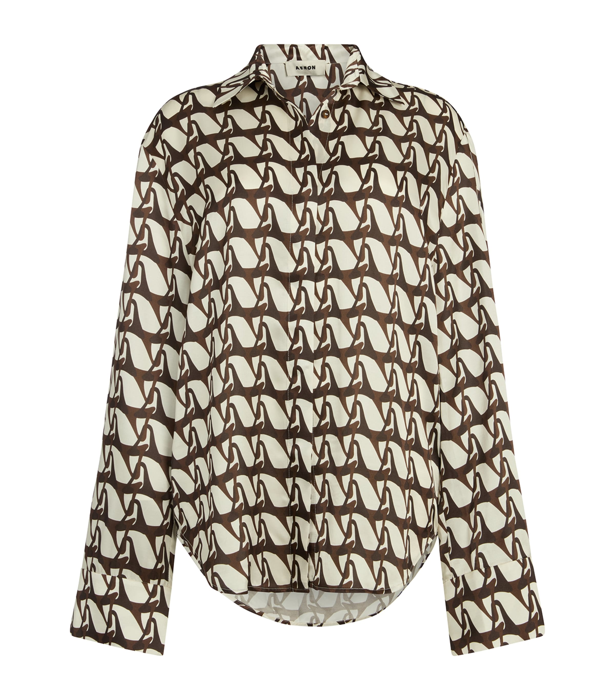 Aeron Satin Graphic Print Stallion Shirt In Brown