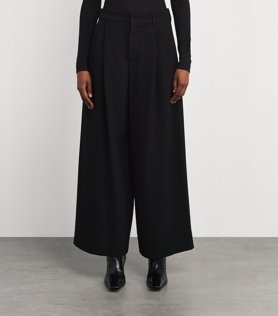 Double-Pleat Wide-Leg Trousers BLACK Image 3