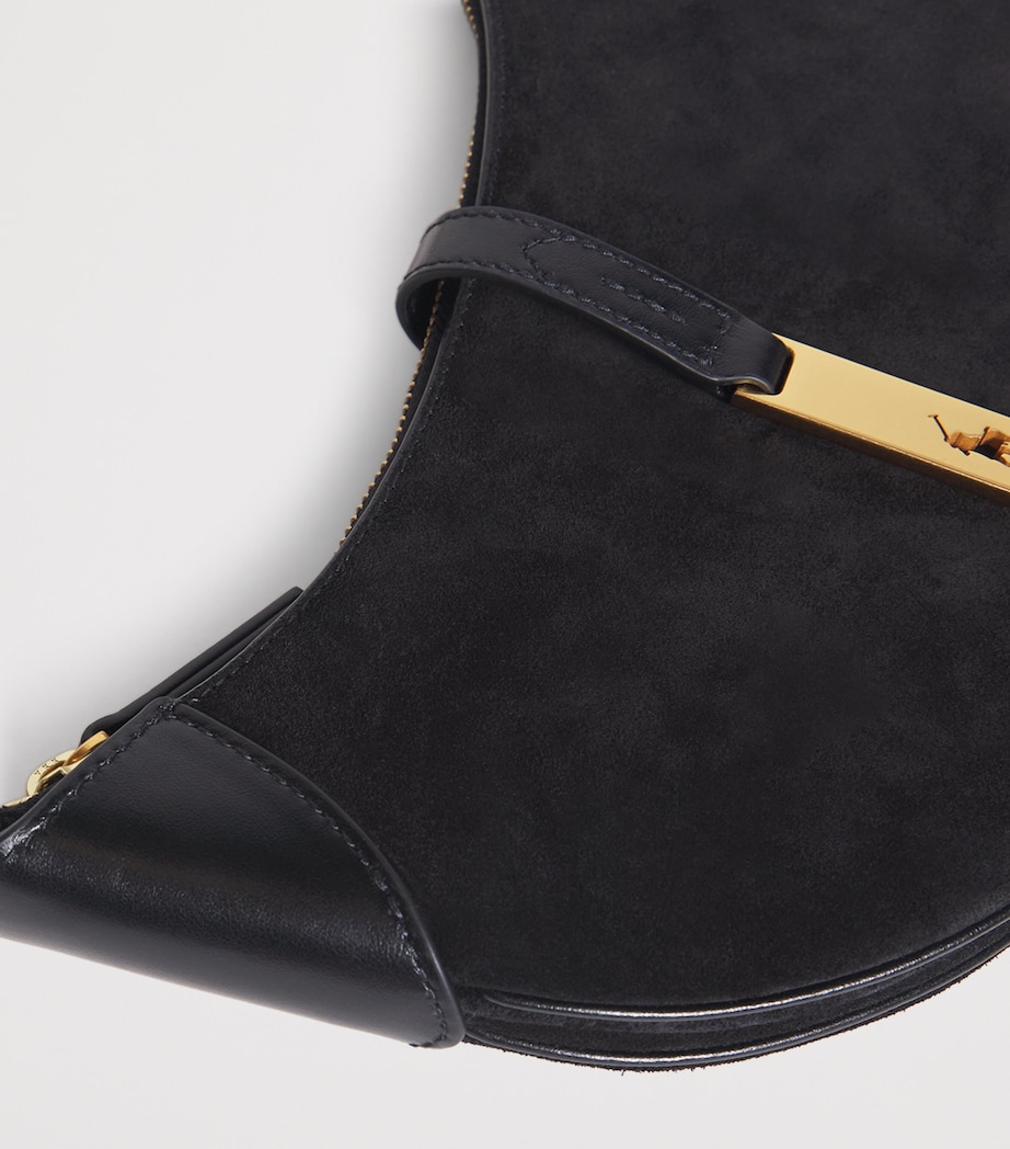 Small Suede ID Shoulder Bag BLACK/G L Image 5