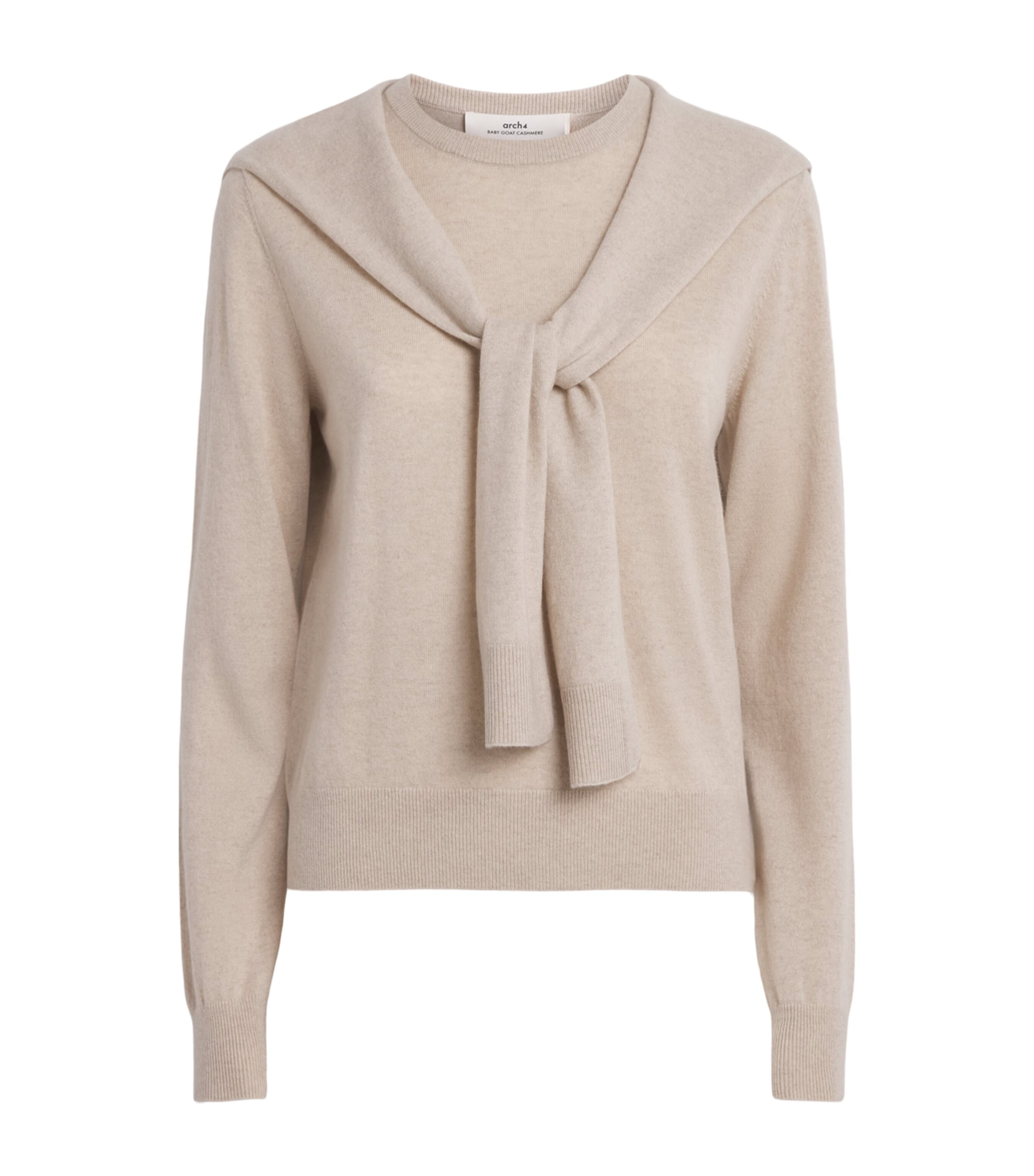 arch 4 Womens Cashmere Tie-Front Sonja Sweater Feather Image 1