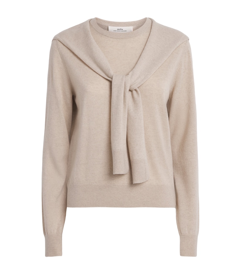 arch 4 Womens Cashmere Tie-Front Sonja Sweater Feather Image 1
