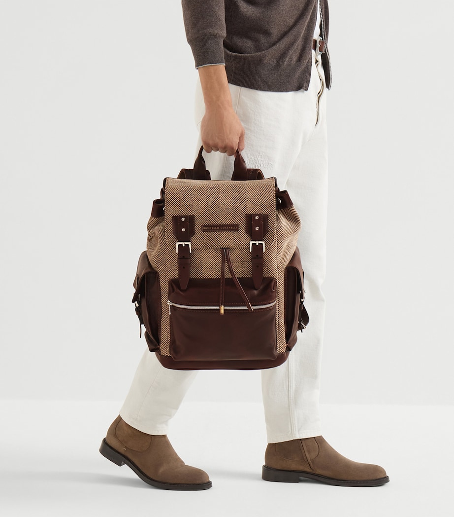 Brunello Cucinelli Leather-Trim Backpack Image 4