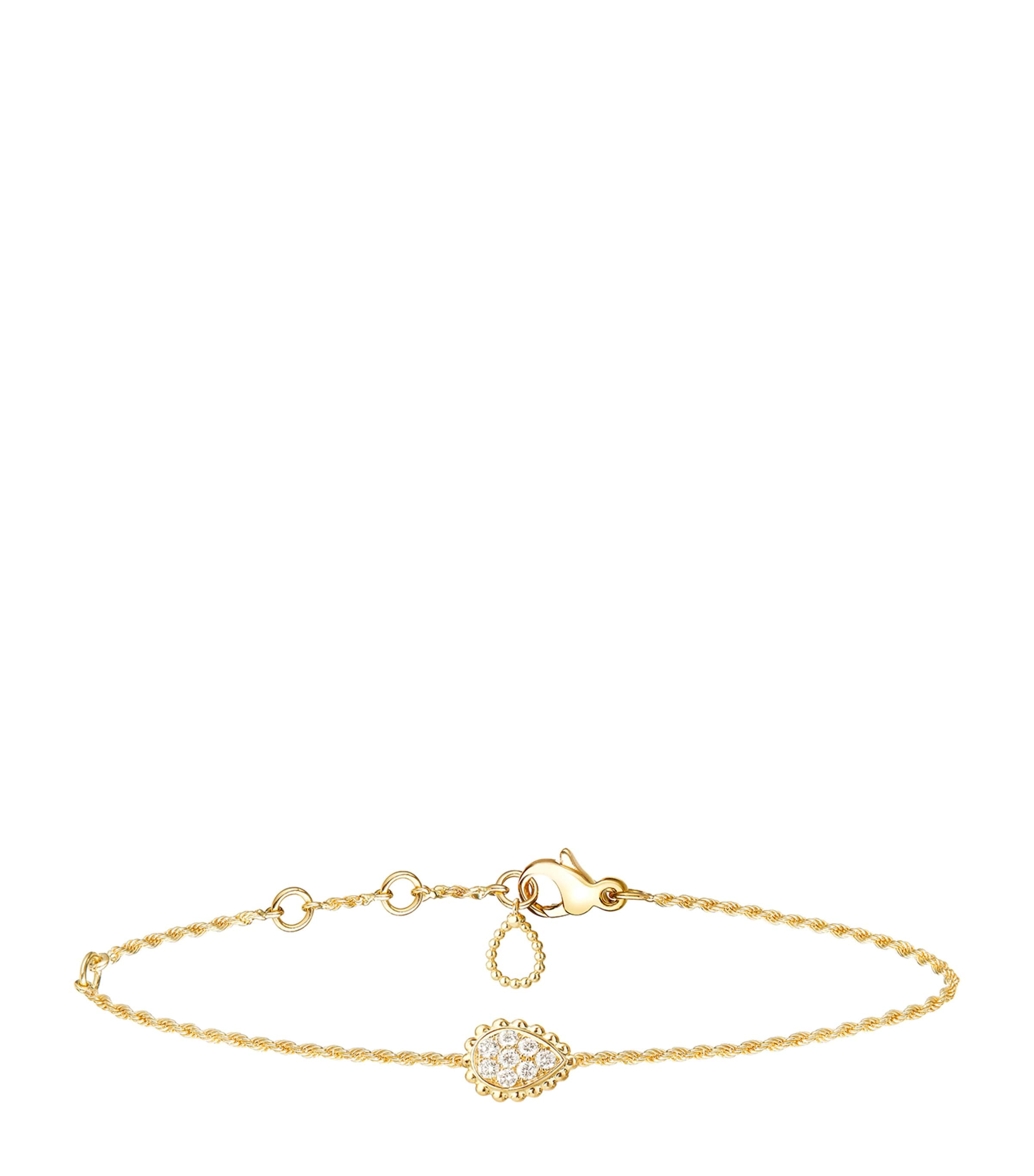 Boucheron Extra Small Yellow Gold And Diamond Serpent Bohème Motif Bracelet