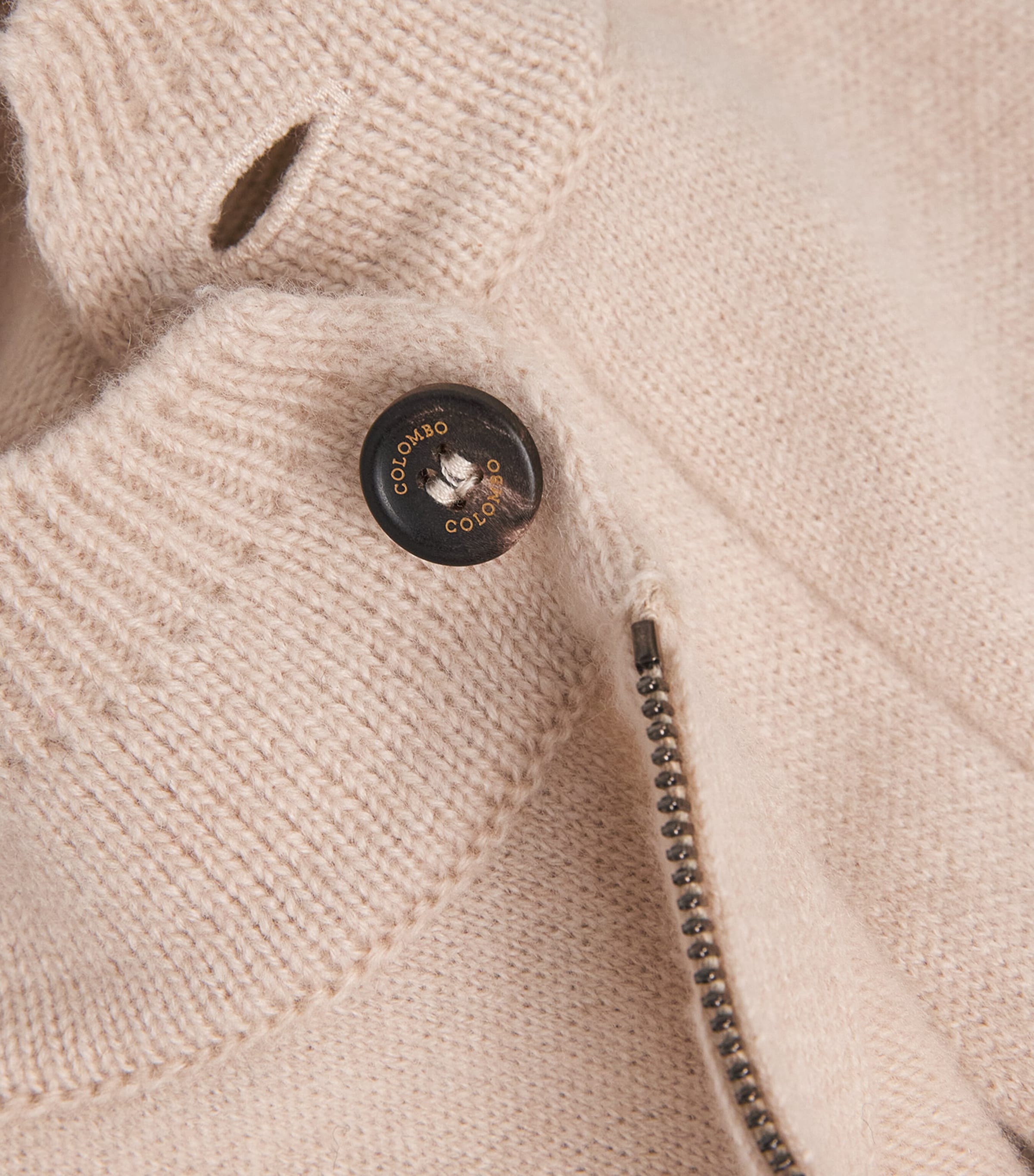 Colombo Mens Cashmere Quarter-Zip Sweater Beige Image 6