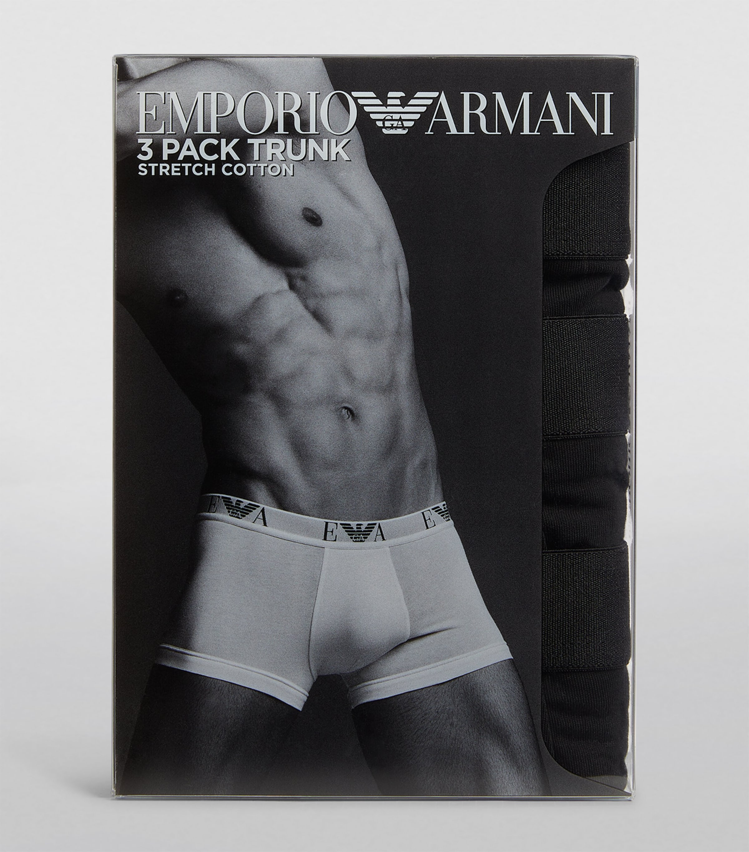 Stretch-Cotton Eagle Monogram Trunks (Pack of 3) 21320 BLK Image 4