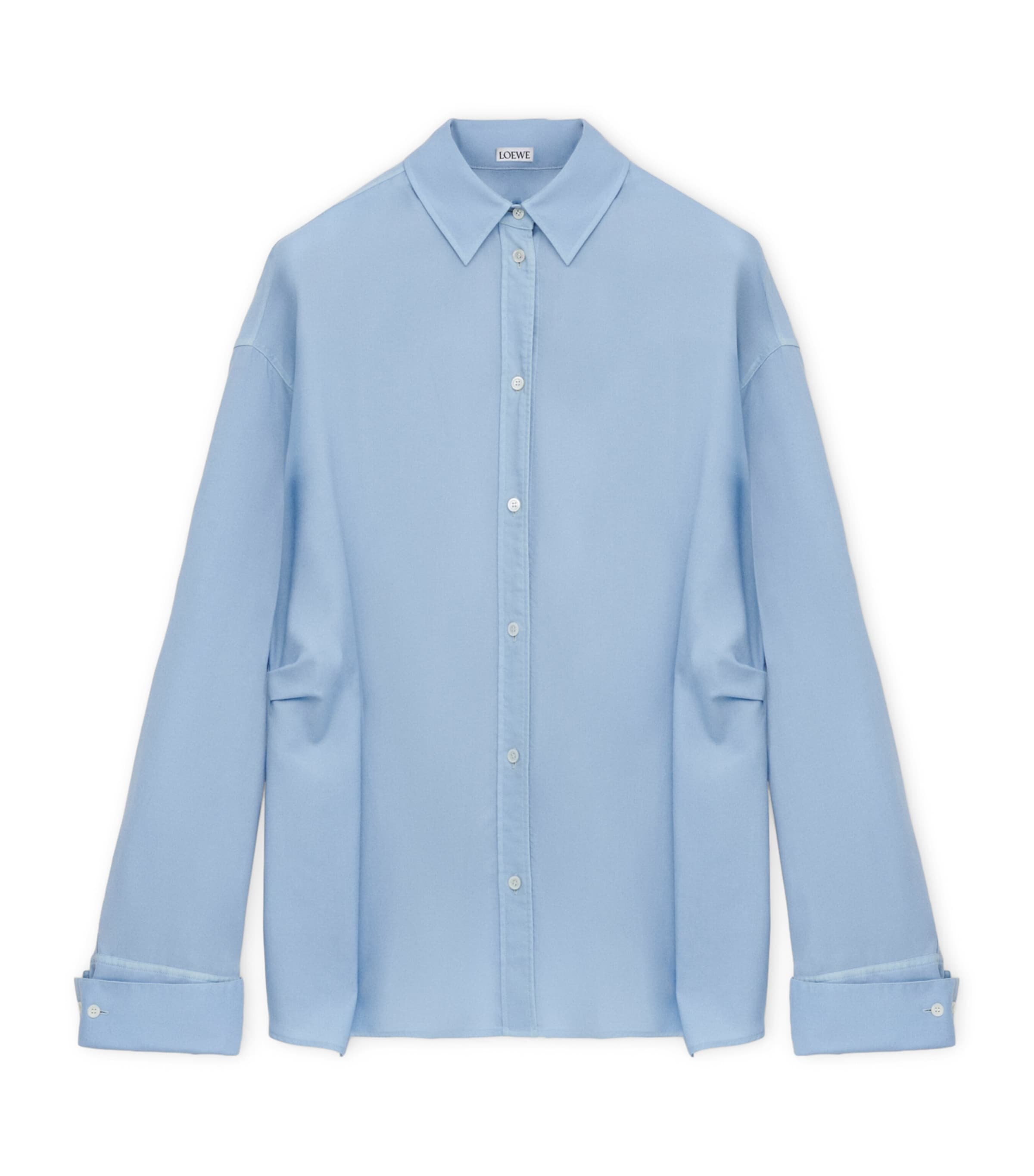 Wool-Silk Draped Shirt BLUE Image 1