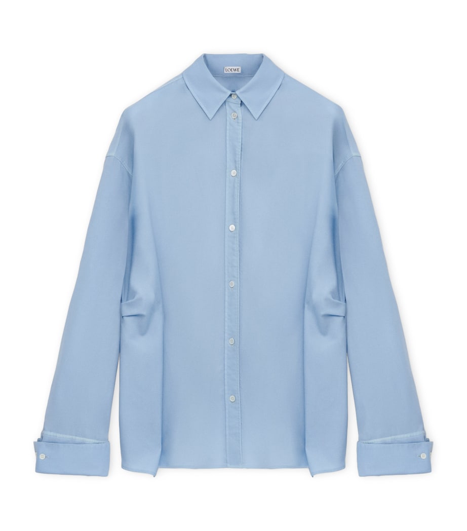 Wool-Silk Draped Shirt BLUE Image 1