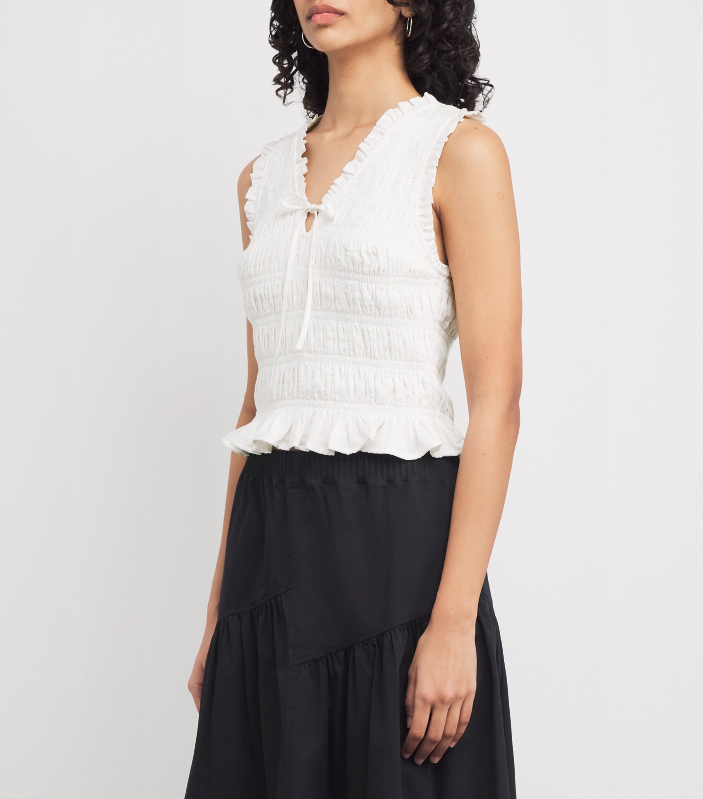 Cotton-Blend Devi Crop Top WHITE Image 3