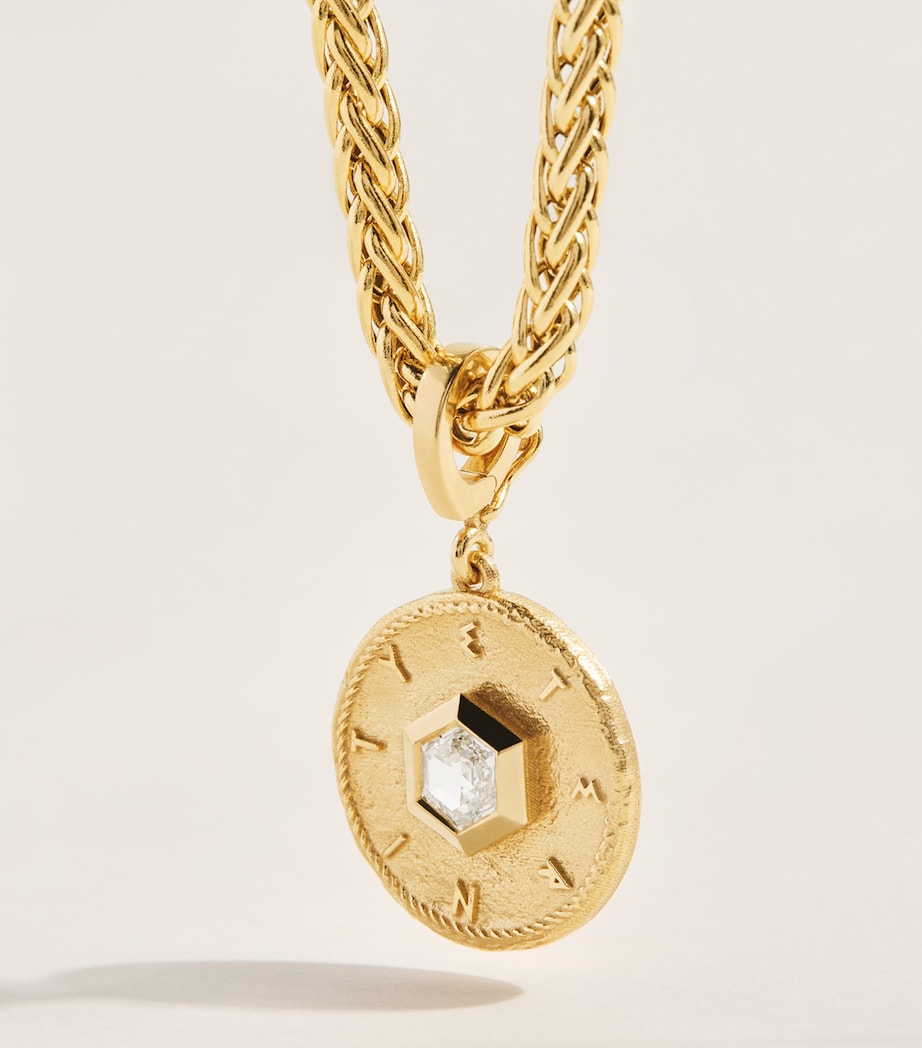 Azlee Small Yellow Gold and Hexagon Diamond Eternity Coin Charm Yellow Gold Image 4