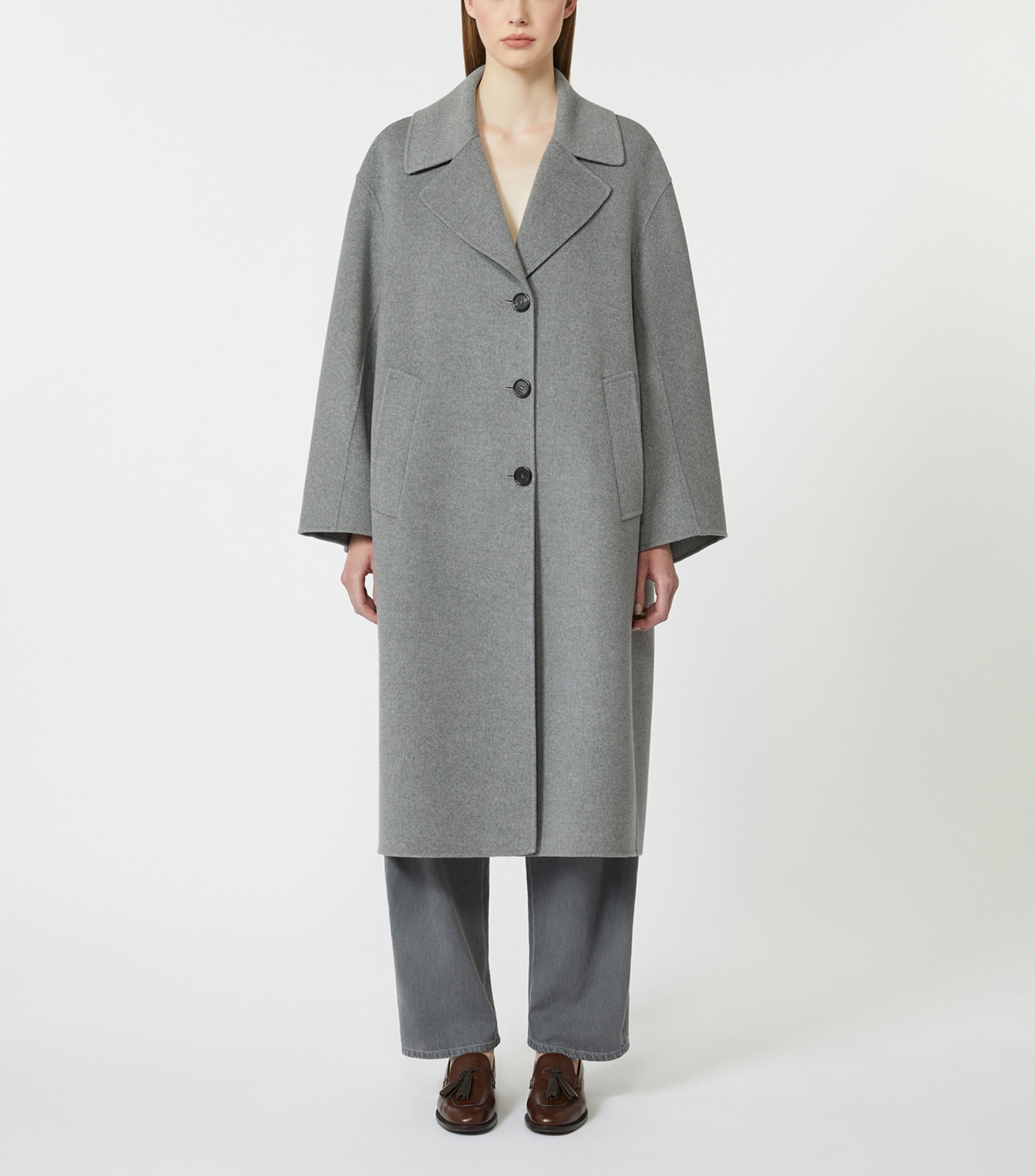 Virgin Wool Single-Breasted Coat MEDIUM GREY Image 2