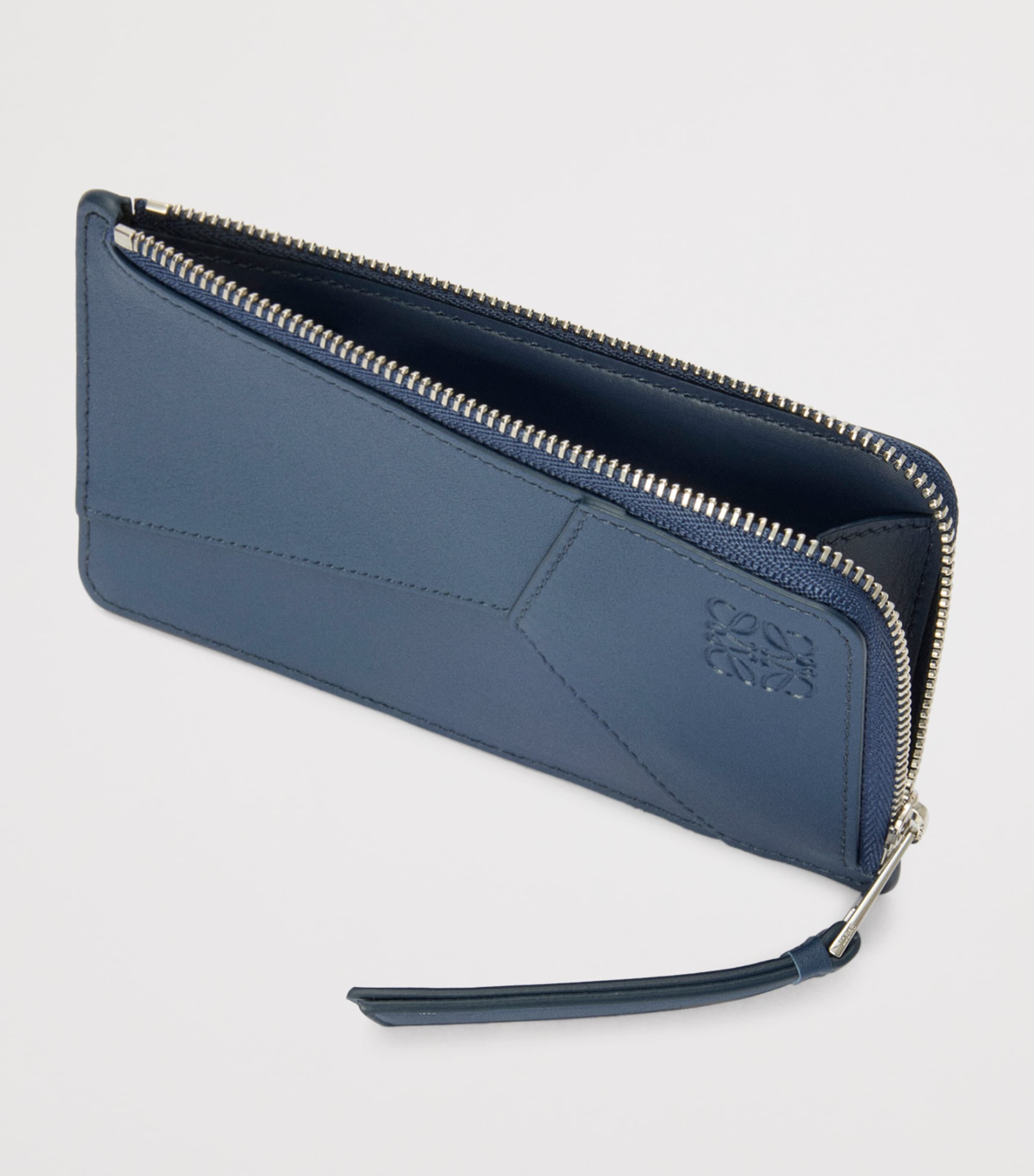 Leather Puzzle Edge Coin and Card Holder INDIGO DYE Image 3