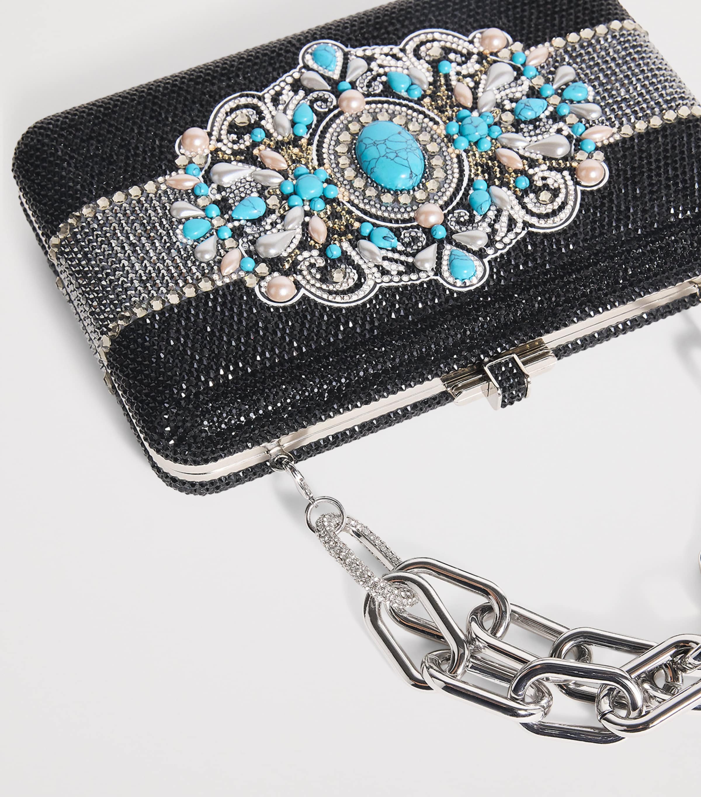 Slim Embellished Dixie Clutch Bag SJTMT JET MULTI Image 4