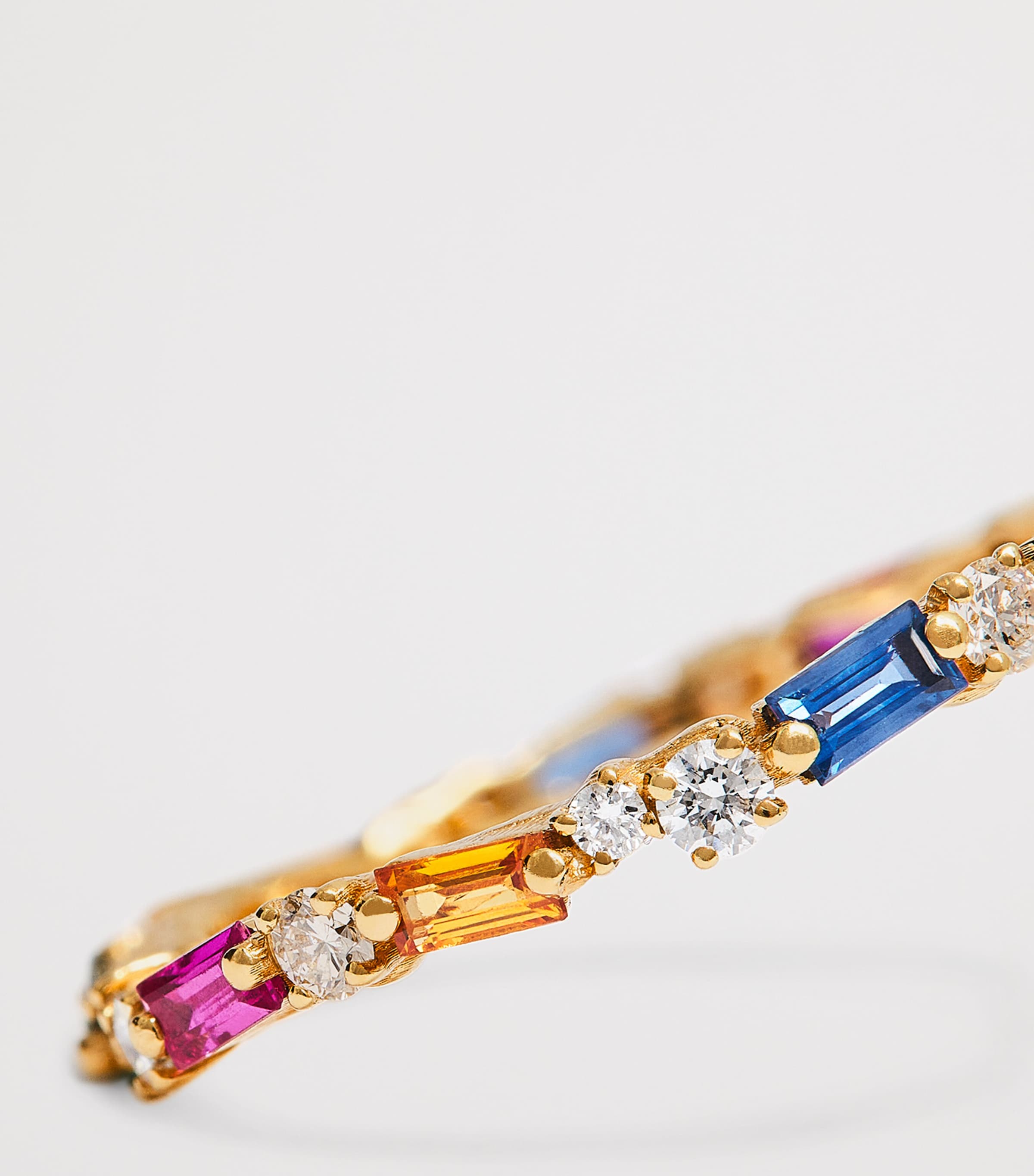 Suzanne Kalan Yellow Gold, Diamond and Rainbow Sapphire Thin Mix Eternity Ring Yg/rs Image 5