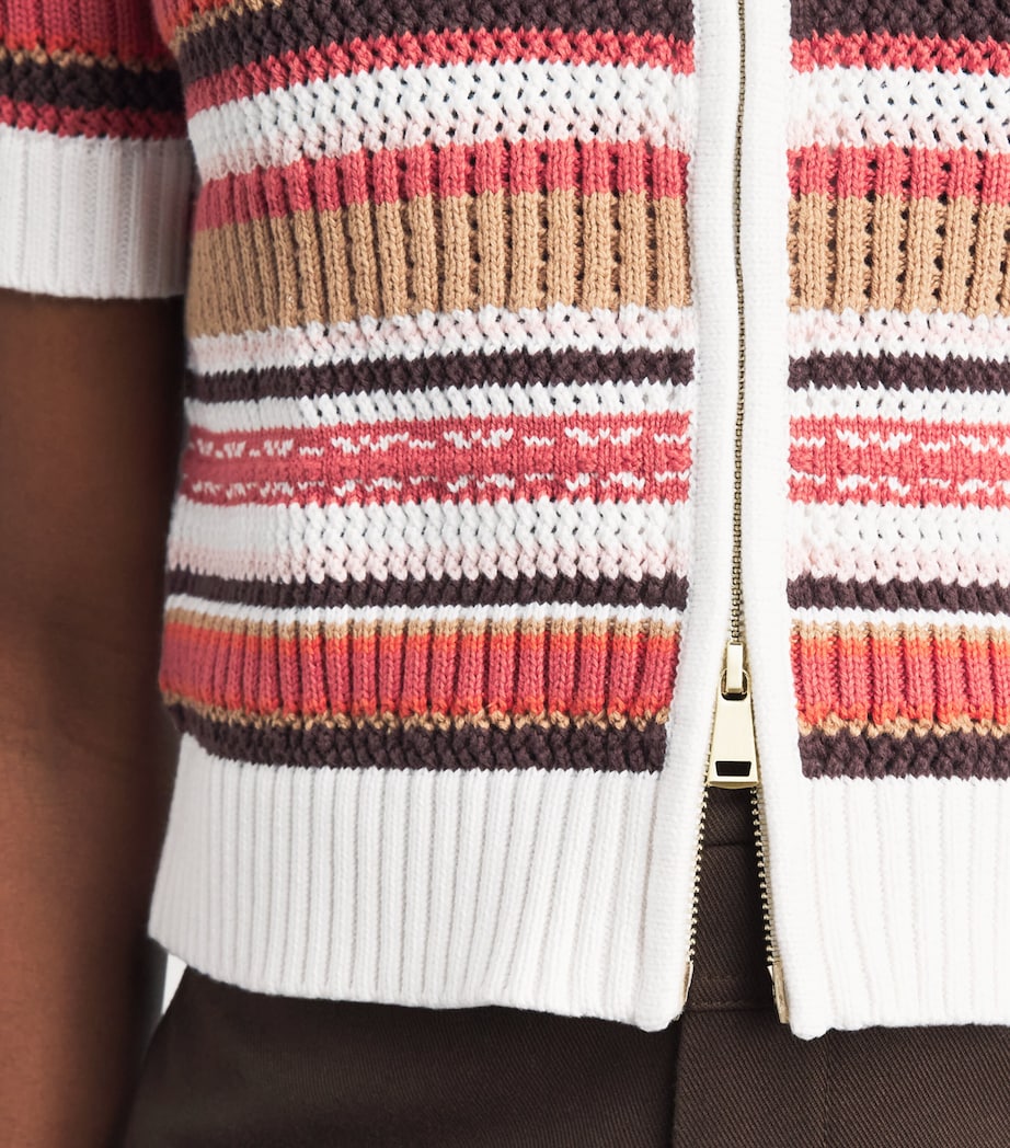 ME+EM Womens Organic Cotton Stripe Cardigan Cinnamon Brown Multi Image 3