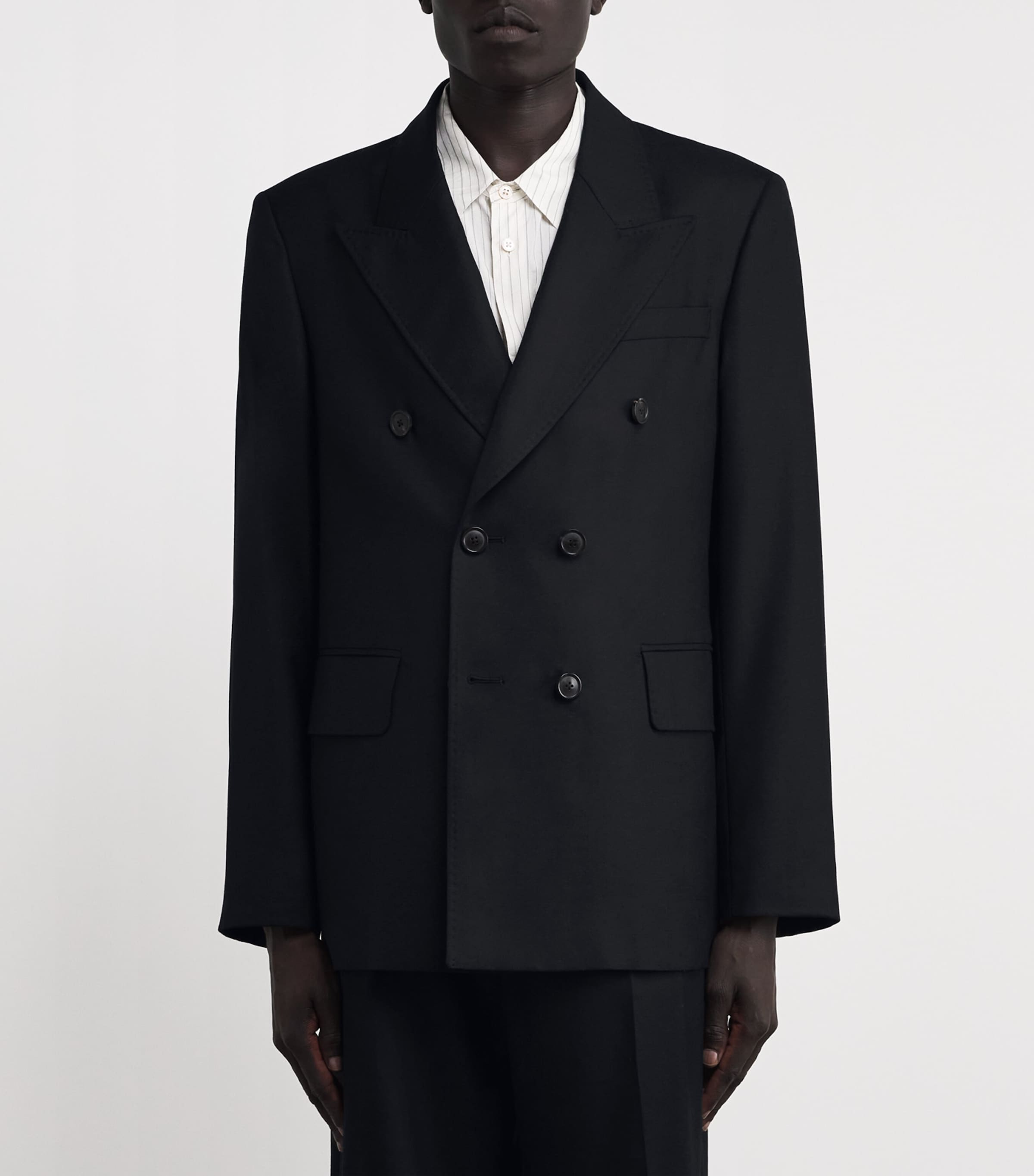 Wool Unconstructed Blazer BLACK PANAMA WOOL Image 3