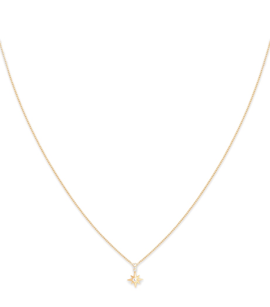 Astrid & Miyu Yellow Gold and White Topaz Star Necklace Gold Image 1