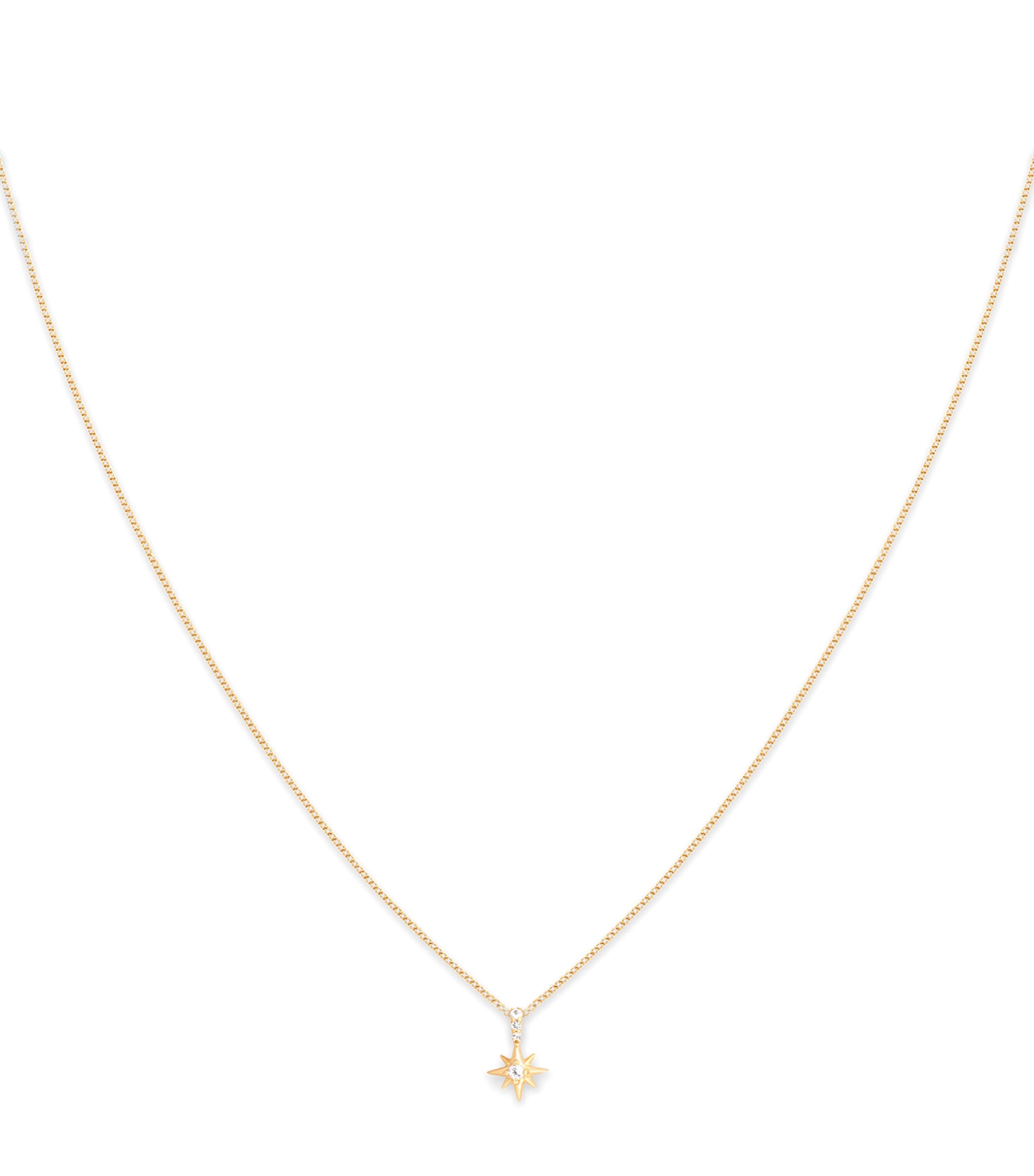 Astrid & Miyu Yellow Gold and White Topaz Star Necklace | Fashion Jewellery | Necklaces