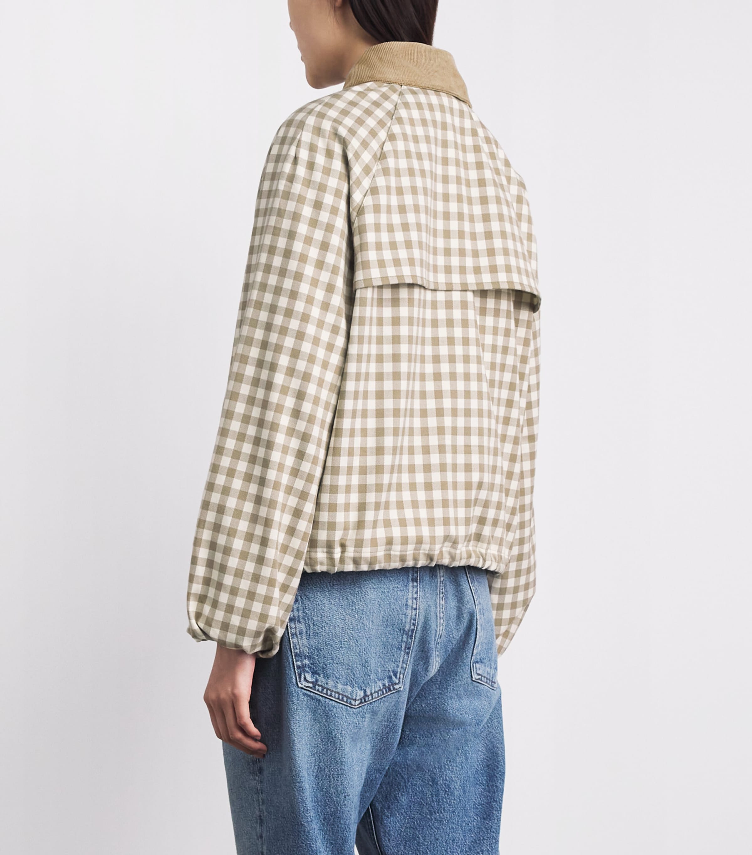 Barbour Womens Gingham Ovingham Jacket Sand Neutral Image 5