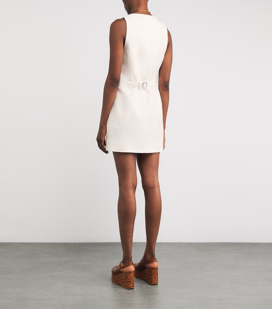 Linen Jaques Mini Dress WHITE Image 3