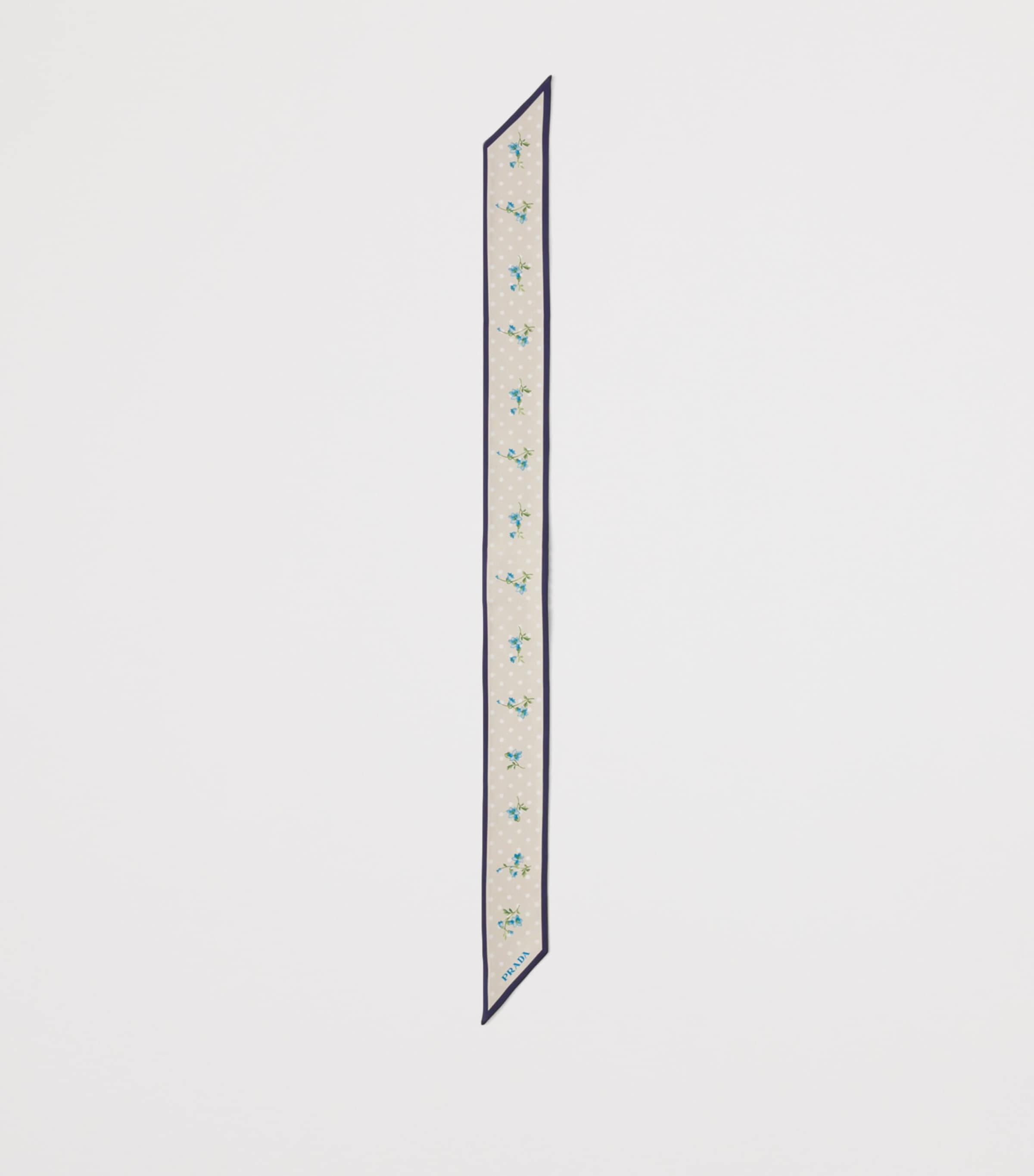 Prada Silk Skinny Scarf Neutral Image 2