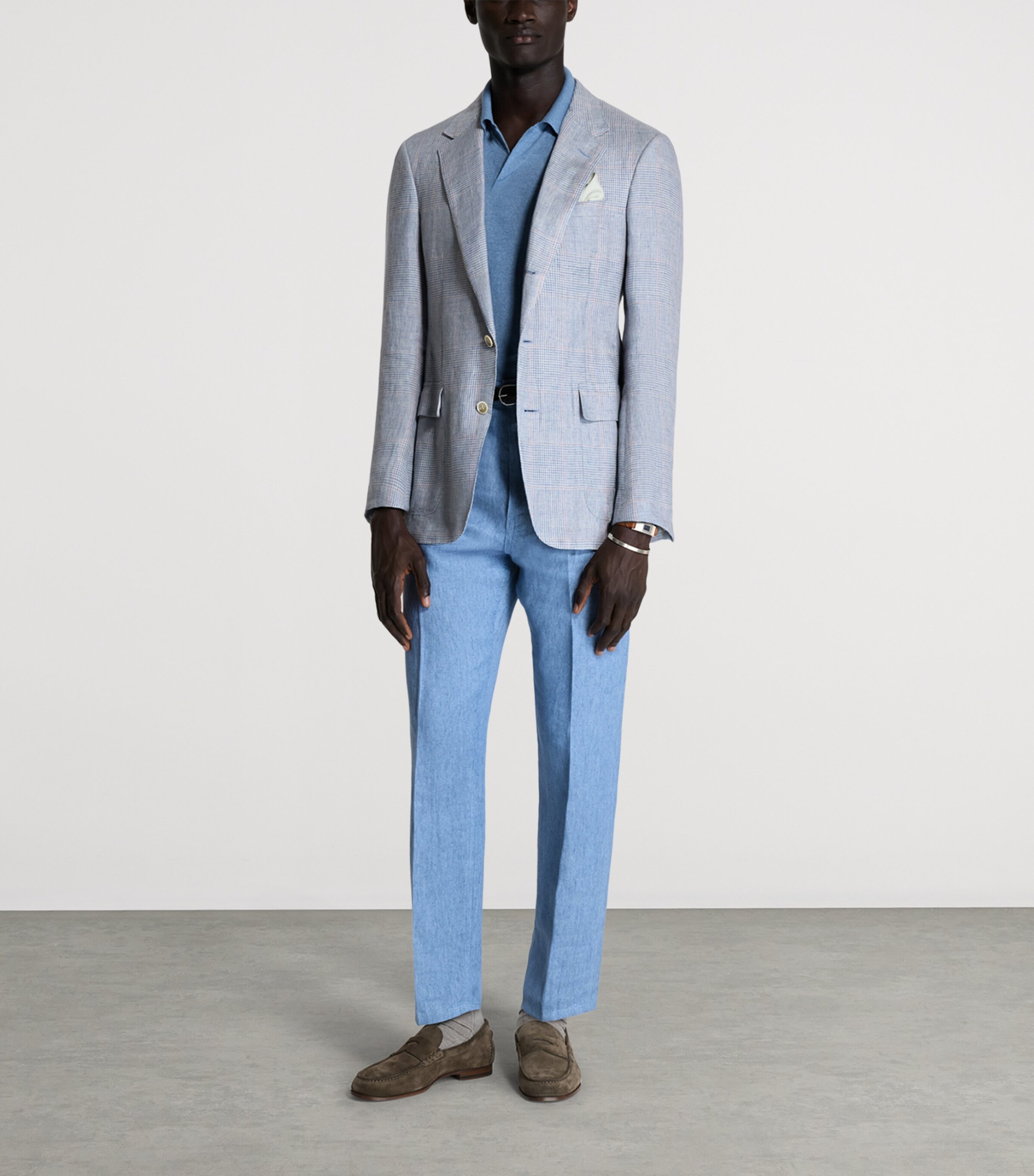 Dunhill Mens Linen Single-Breasted Blazer Image 2