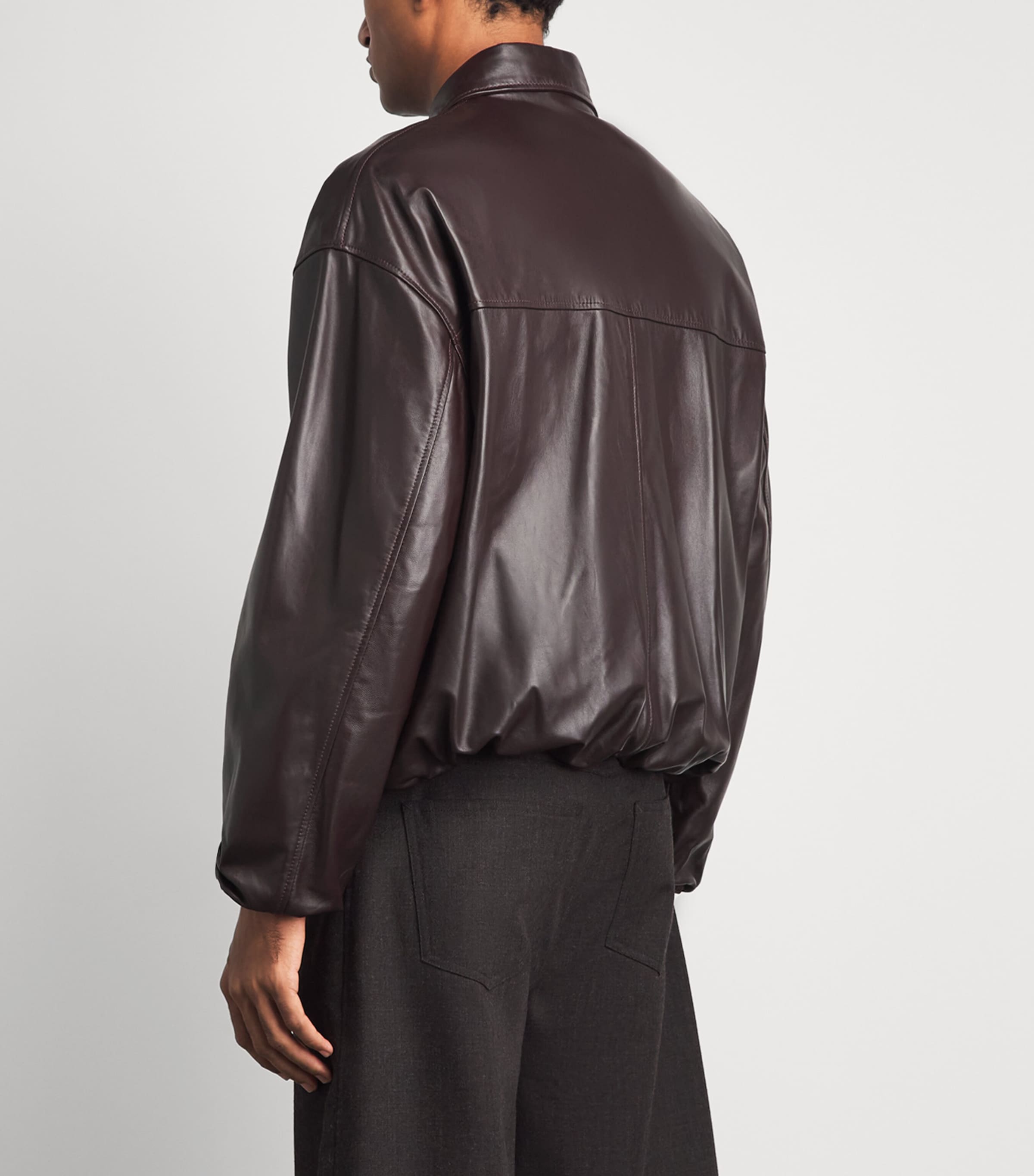 Arma Mens Reversible Backett Leather Bomber Jacket Shiraz Image 5