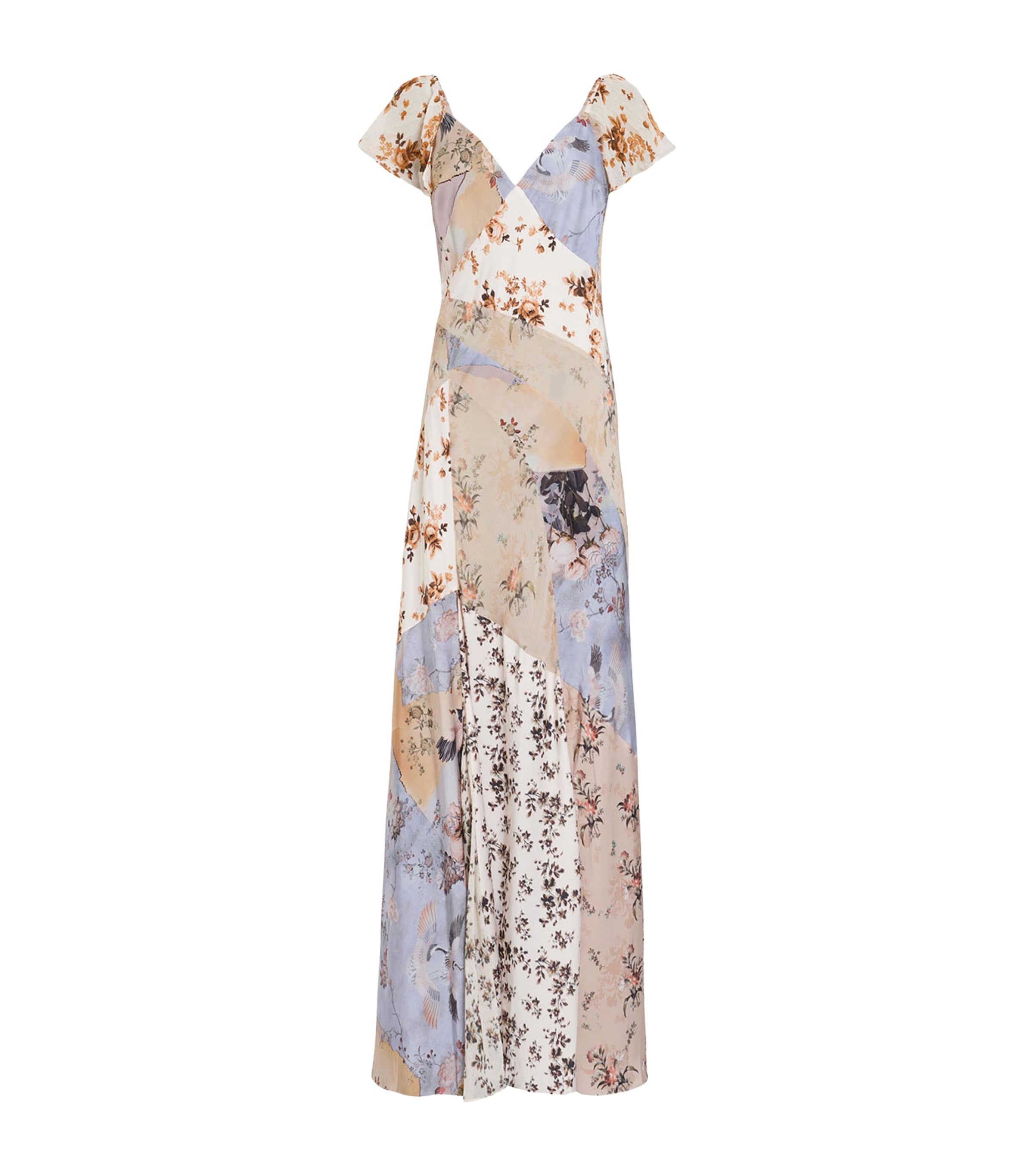 Allsaints Womens Origin Ditsy B Lala Ditsy-print Woven Maxi Dress In Brown